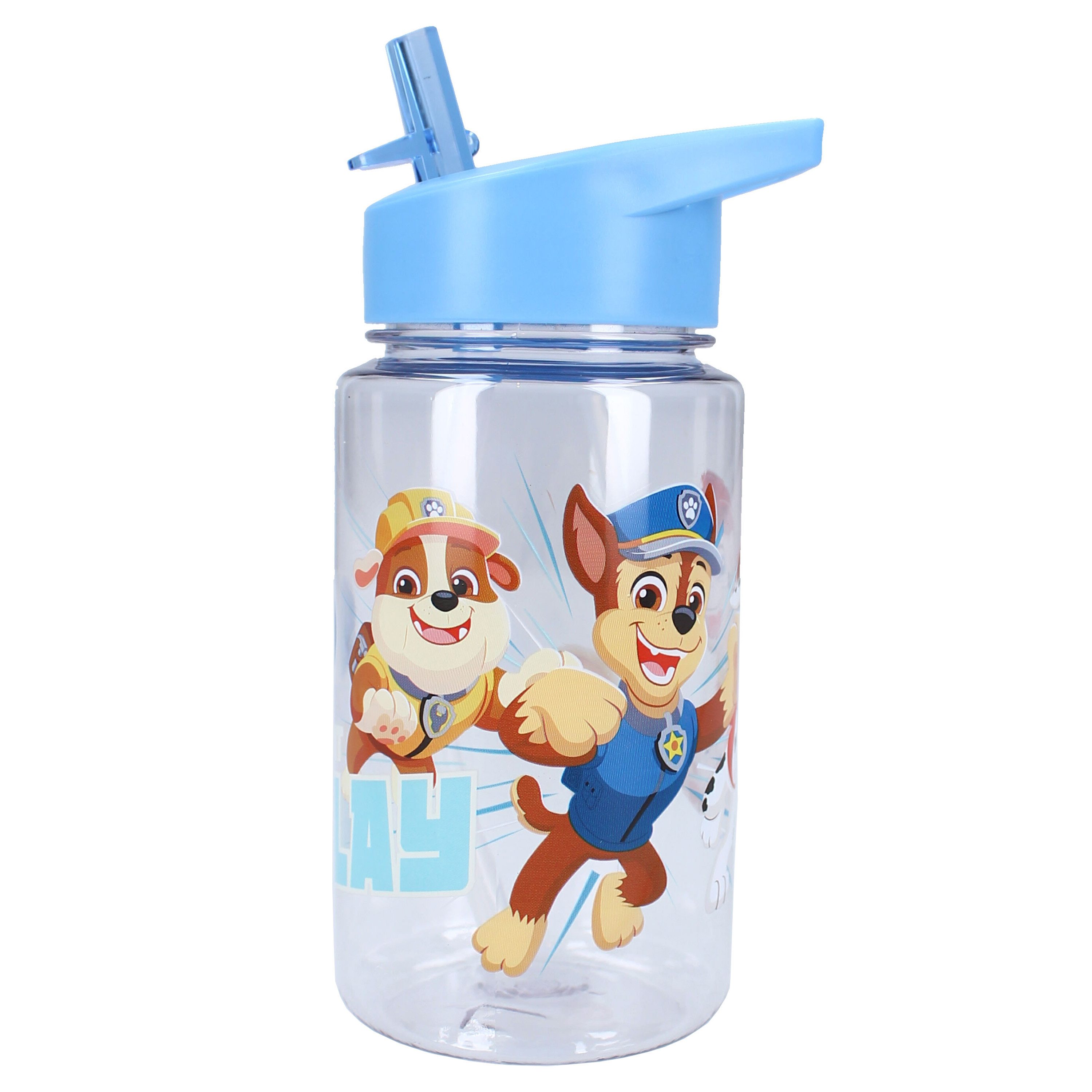 PAW PATROL Trinkflasche Trinkflasche – 450 ml mit Strohhalm & Traggriff, transparent