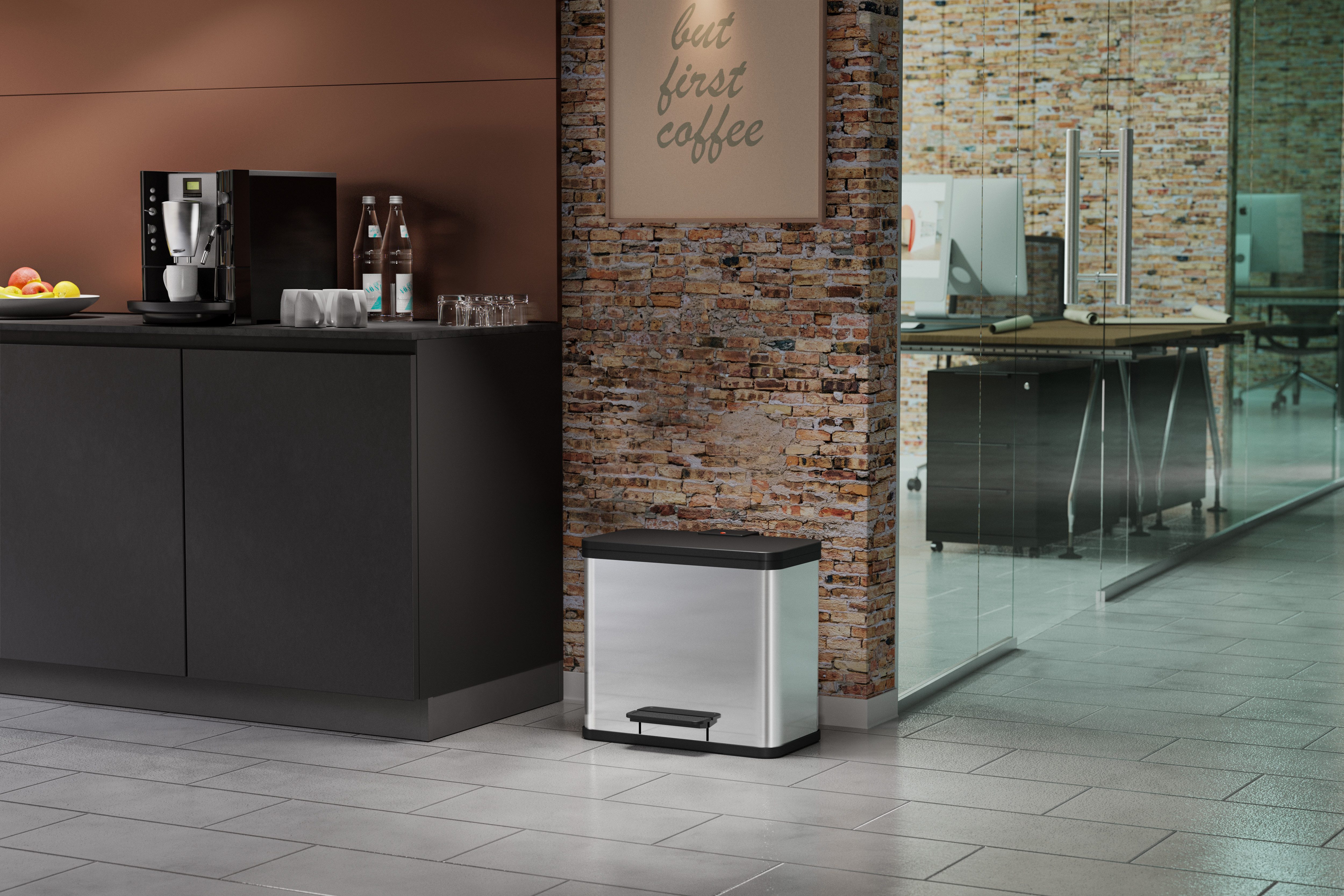 Hailo Mülleimer Öko duo Plus L, 26 l, Stahlblech o. Edelstahl, Kunststoff Inneneimer, Made in Germany