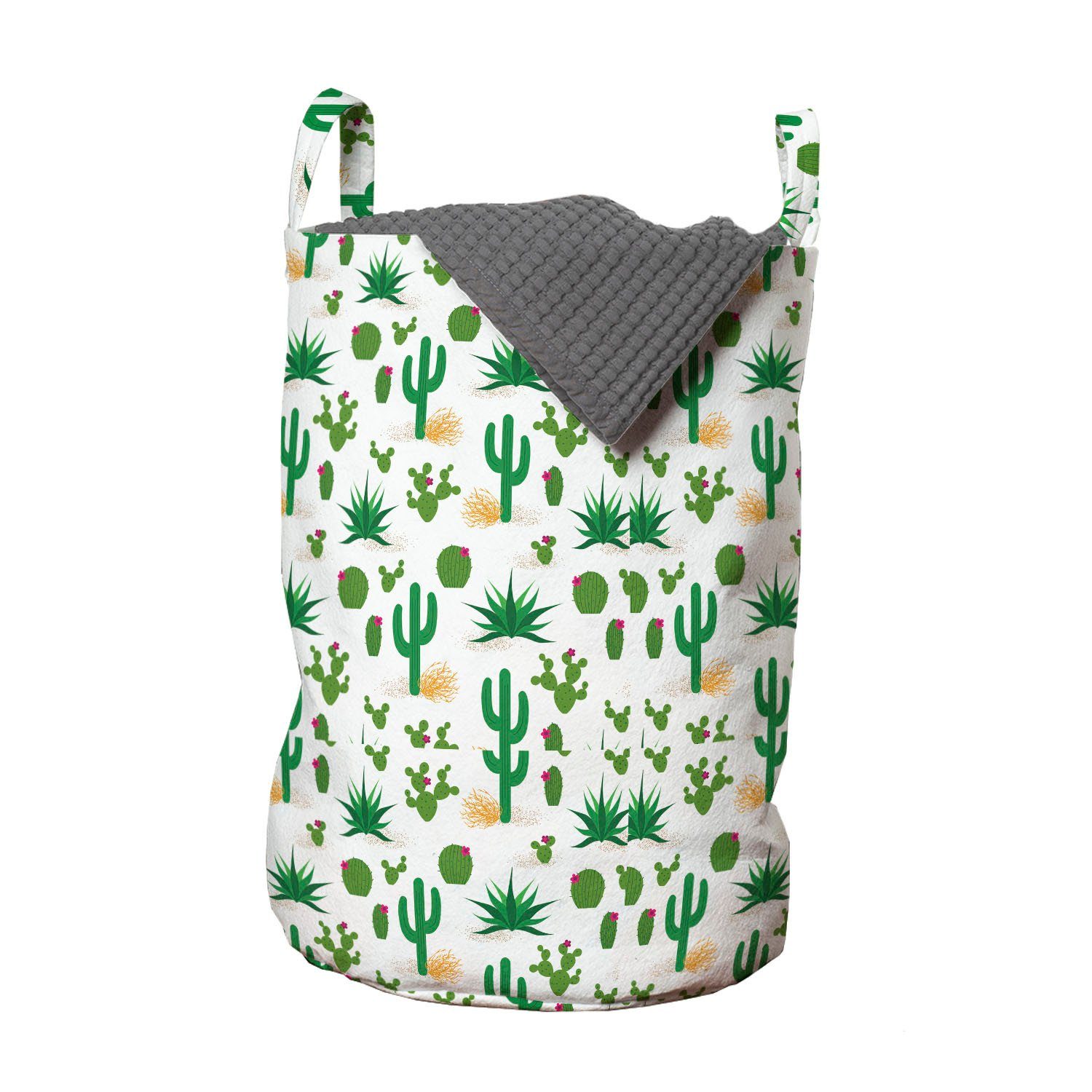Abakuhaus Wäschesäckchen Wäschekorb mit Griffen Kordelzugverschluss für Waschsalons, südwestlich Wüsten-Kaktus