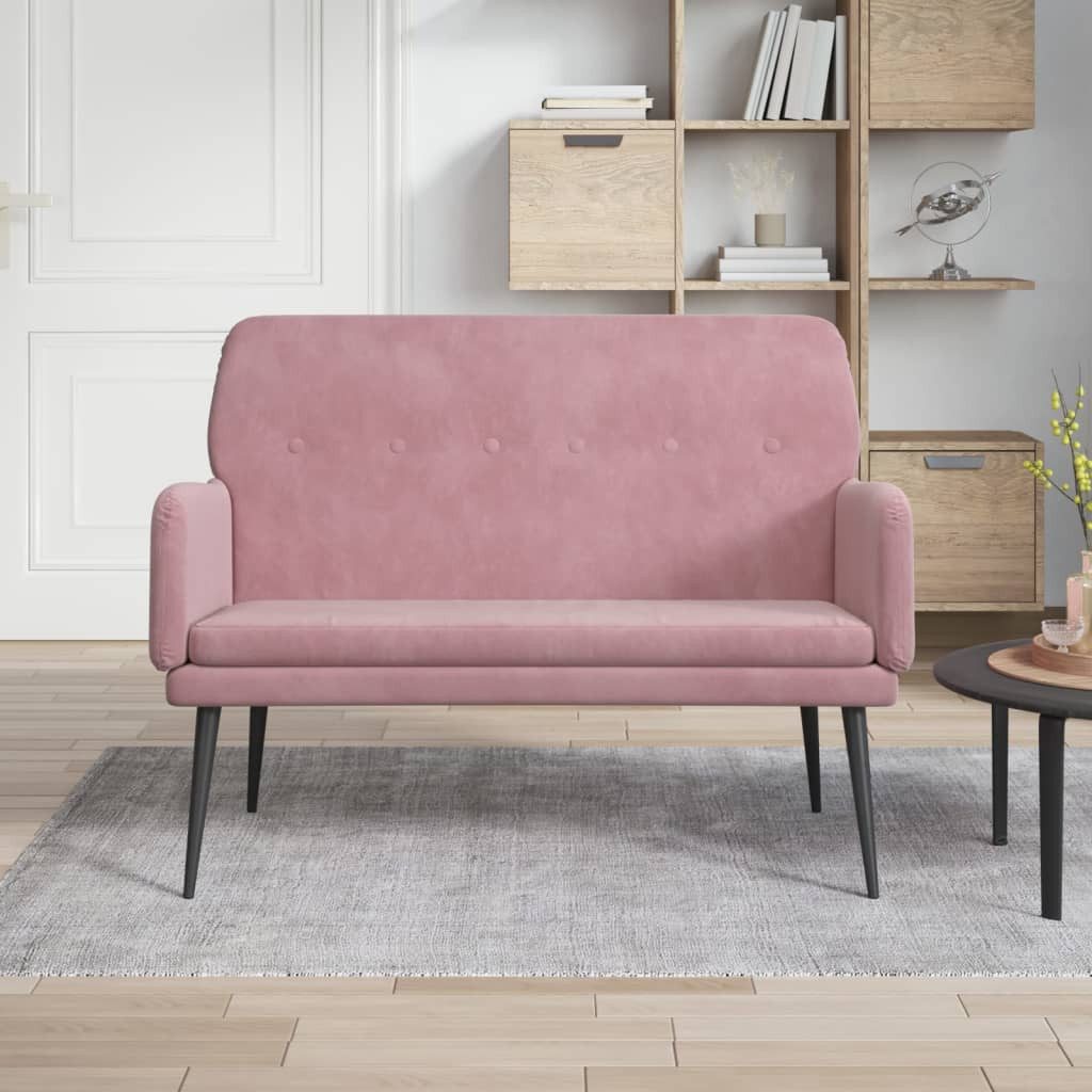 furnicato Sitzbank Rosa Samt 108 x 79 x 79 cm mit Metallgestell (1-St)