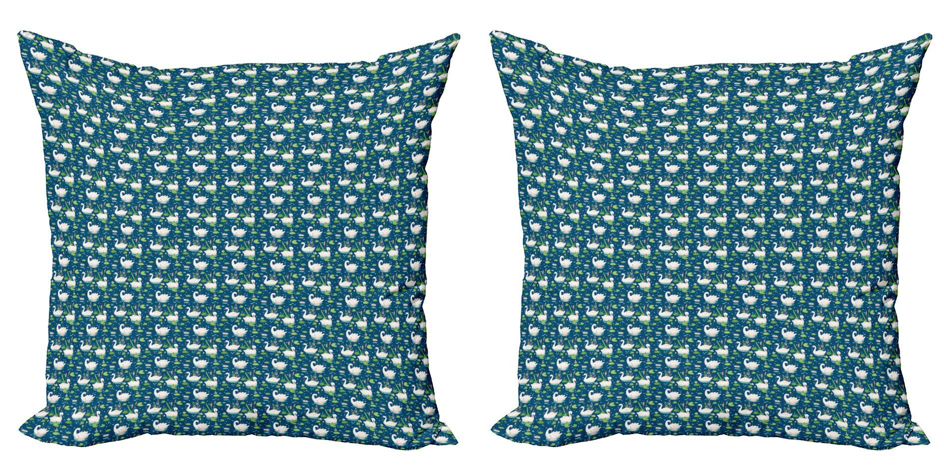 Kissenbezüge Modern Accent Doppelseitiger Digitaldruck, Abakuhaus (2 Stück), Swans Wasservögel Lotus Blumen