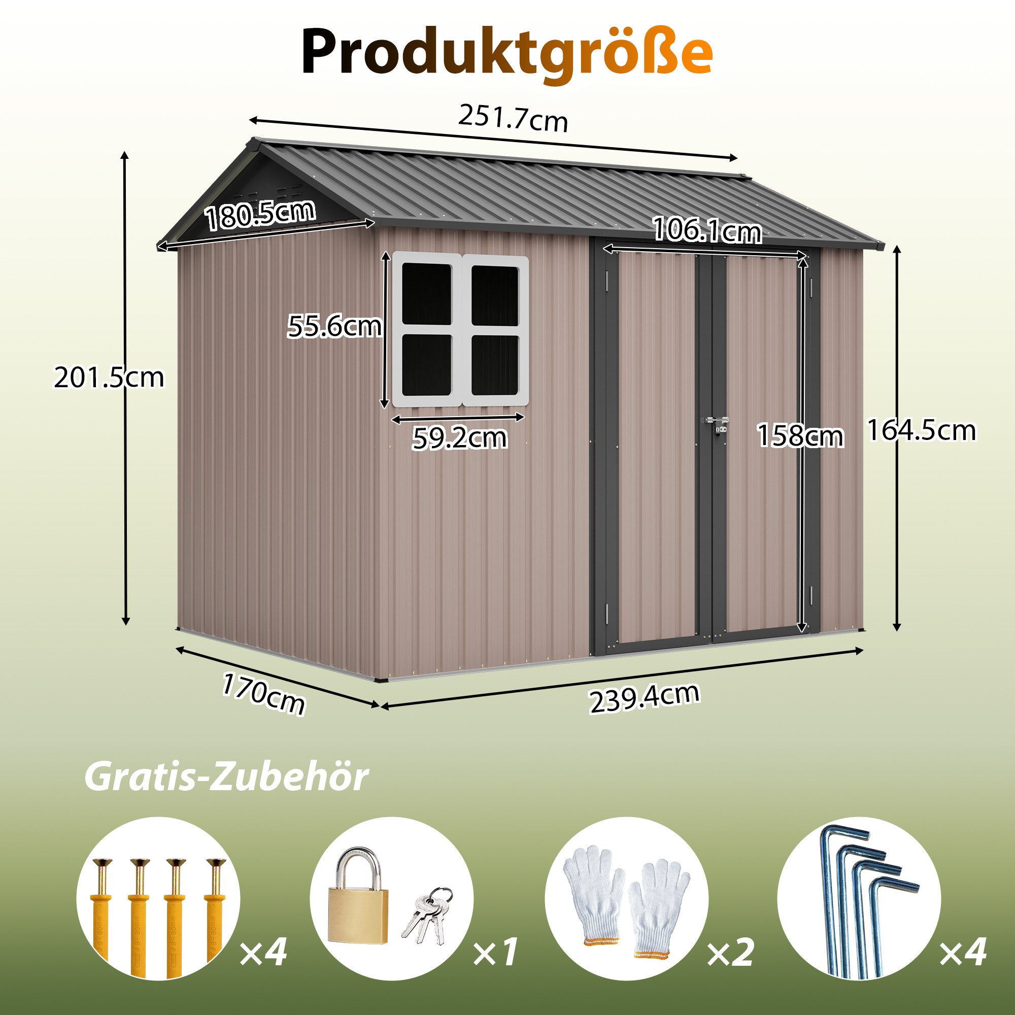 GIHAUVIA Gerätehaus Metall-Gartenhaus DIY Gerätehaus Outdoor Lagerung Wind-Regendicht .