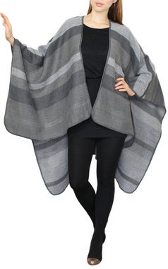 dy_mode Poncho Damen Poncho Gestreift Cape Umhang Wendeponcho in Oversize Stil in Streifen Muster