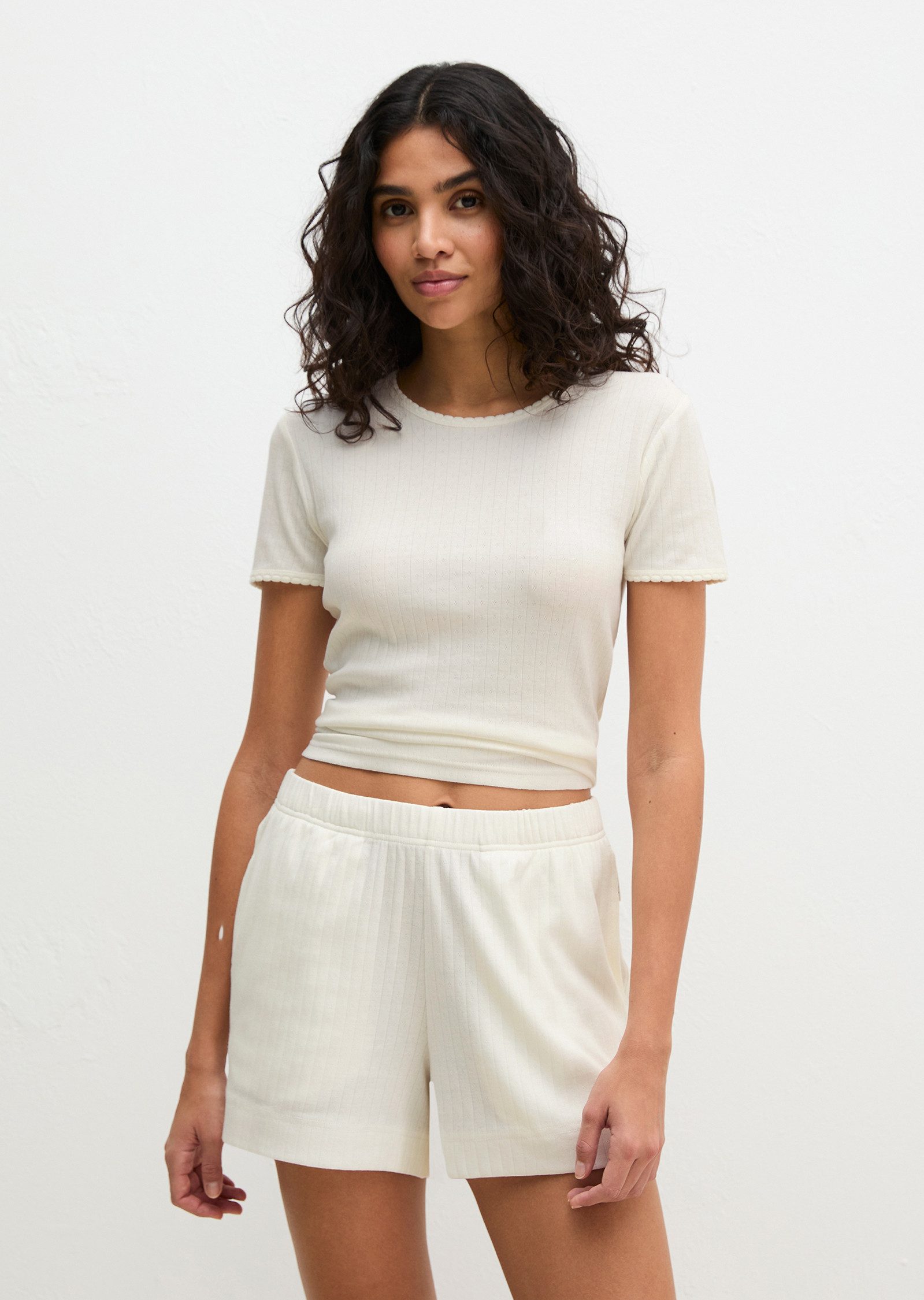 Marc O'Polo Kurzarmshirt Mix N Match Airy Cotton Rib mit Rundhalsausschnitt