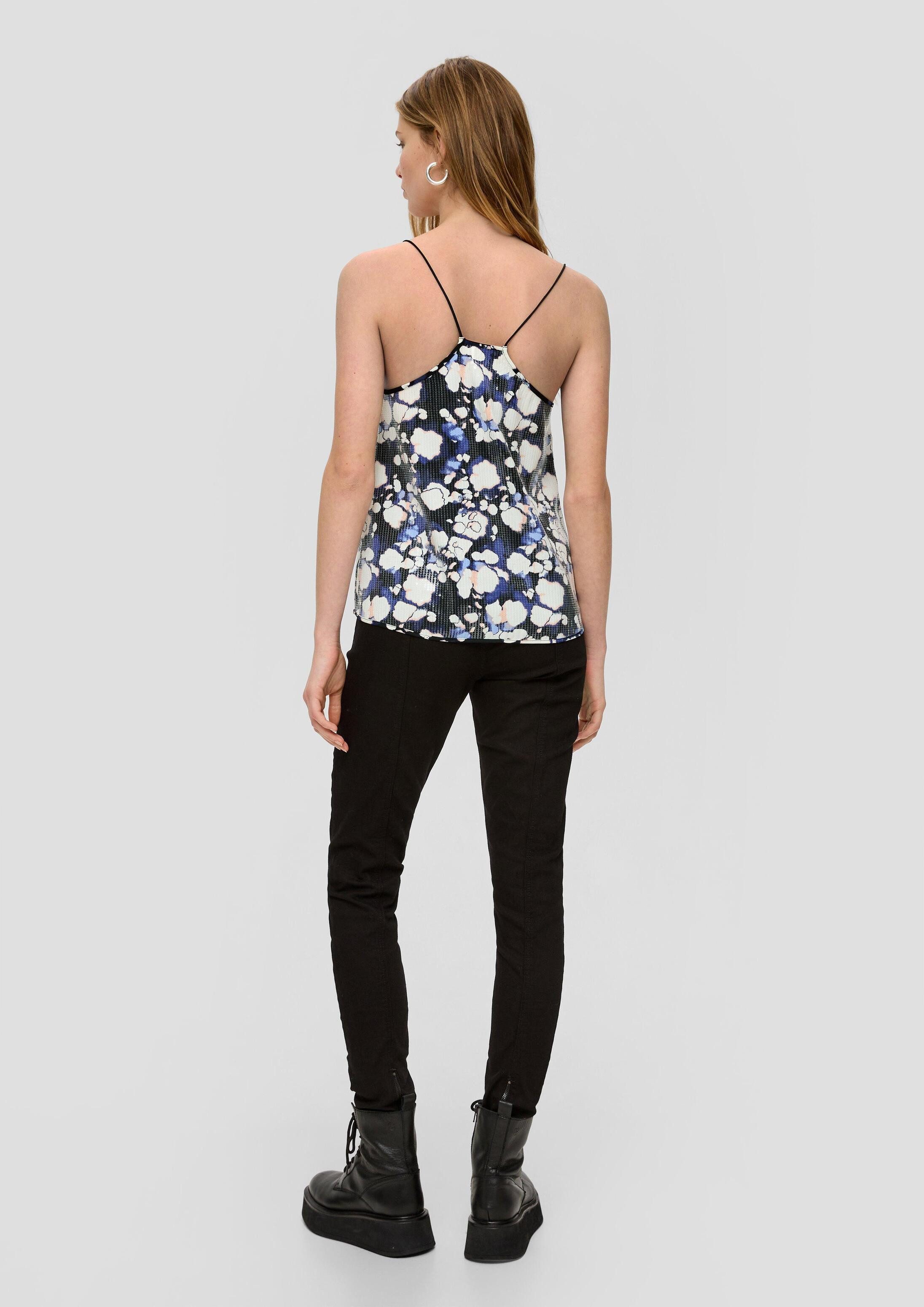 QS Blusentop Bluse Blusentop mit Spitze