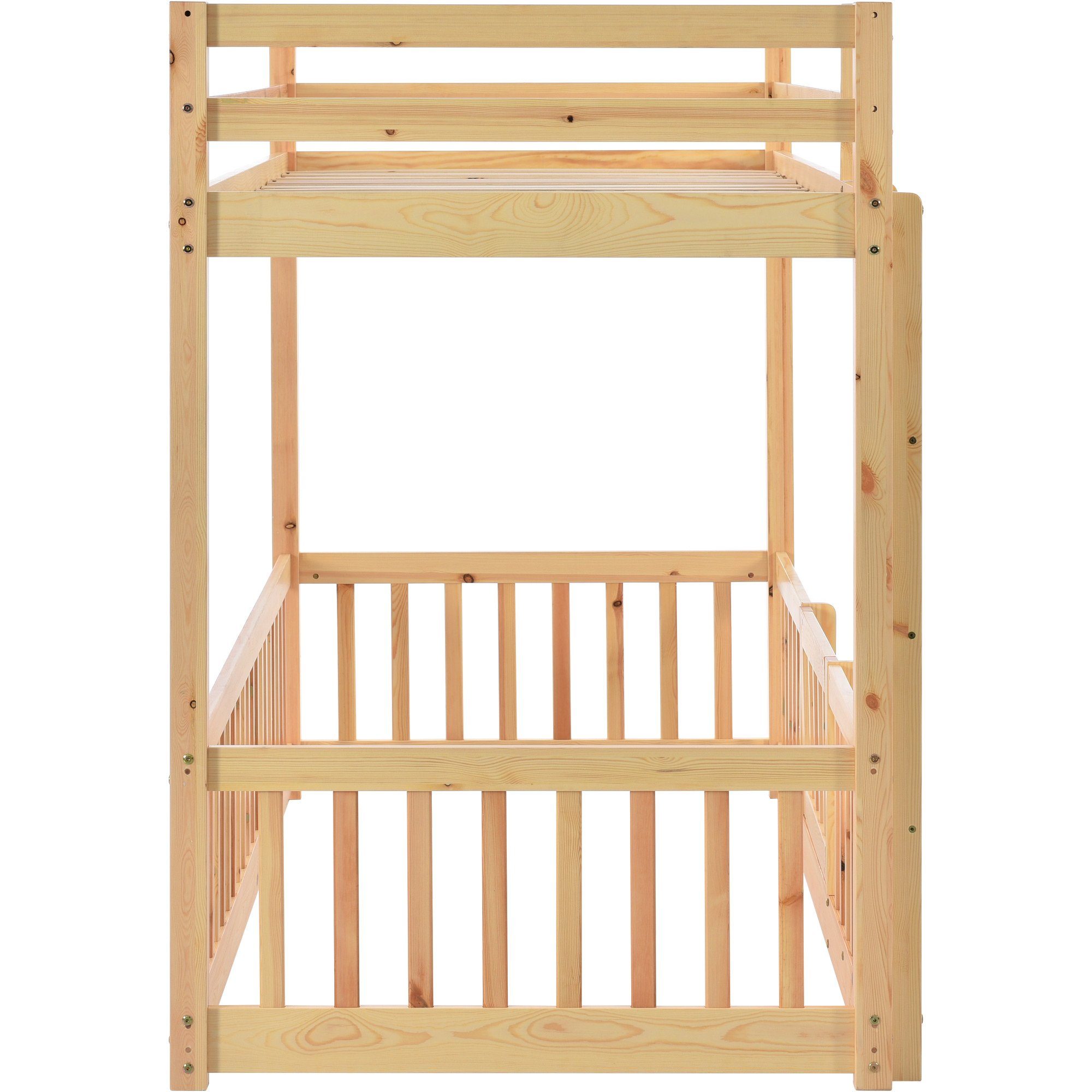 Rollrost Kinderbett 2 Kiefer mit natur Etagenbett SOFTWEARY cm), Rausfallschutz, und Schlafgelegenheiten mit (90x200