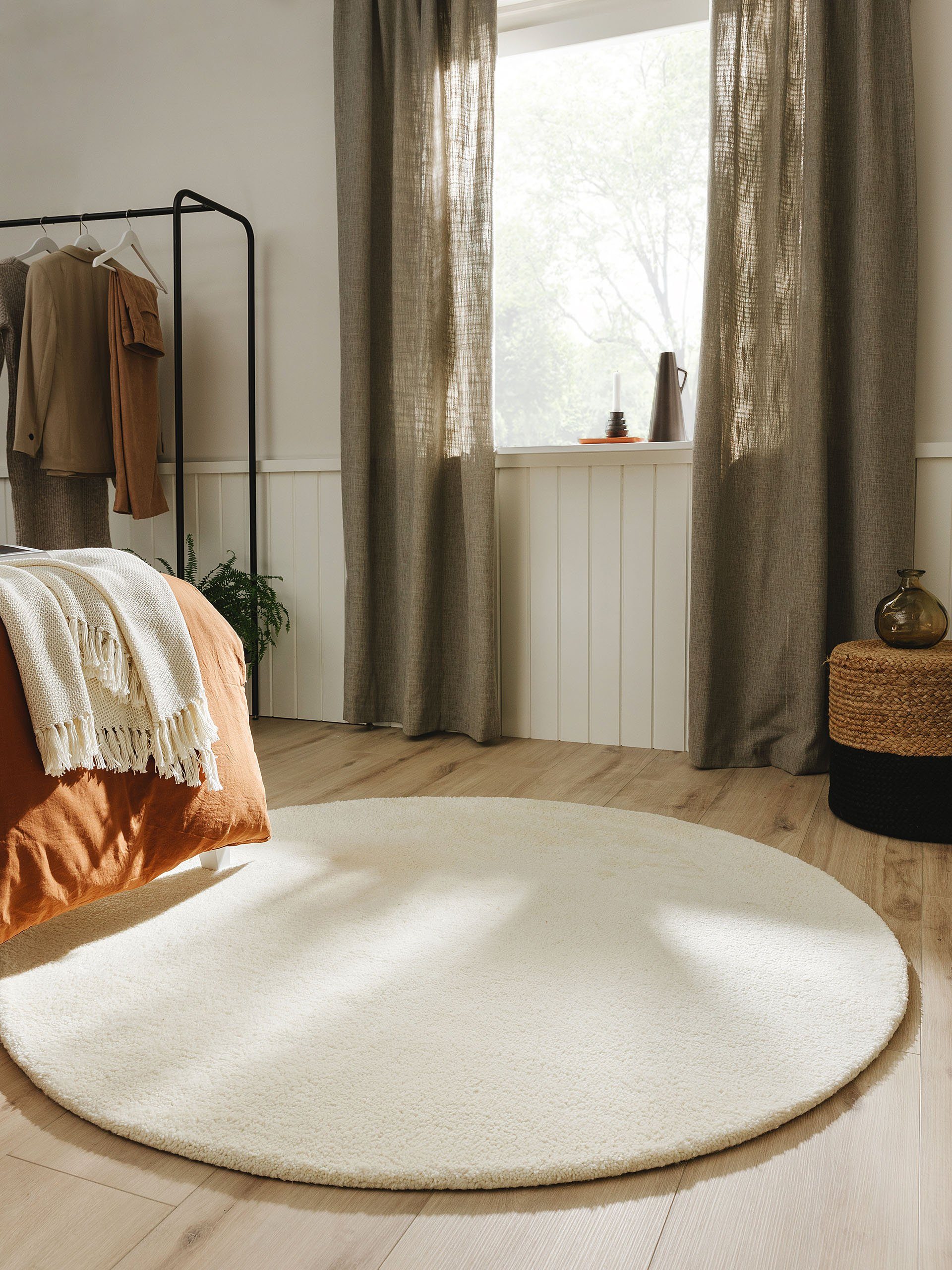 benuta Wollteppich Berber, rund, Höhe: 31 mm, Wolle, Teppich Wohnzimmer, Sc günstig online kaufen