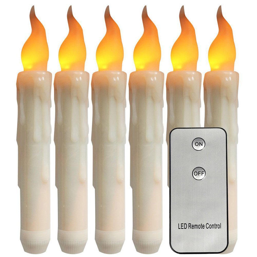 feinlux LED-Kerze Kerzen mit Fernbedienung, 6 St. (Batteriebetriebene Kerzen Set), LED Echtwachskerze, Warmes Gelb
