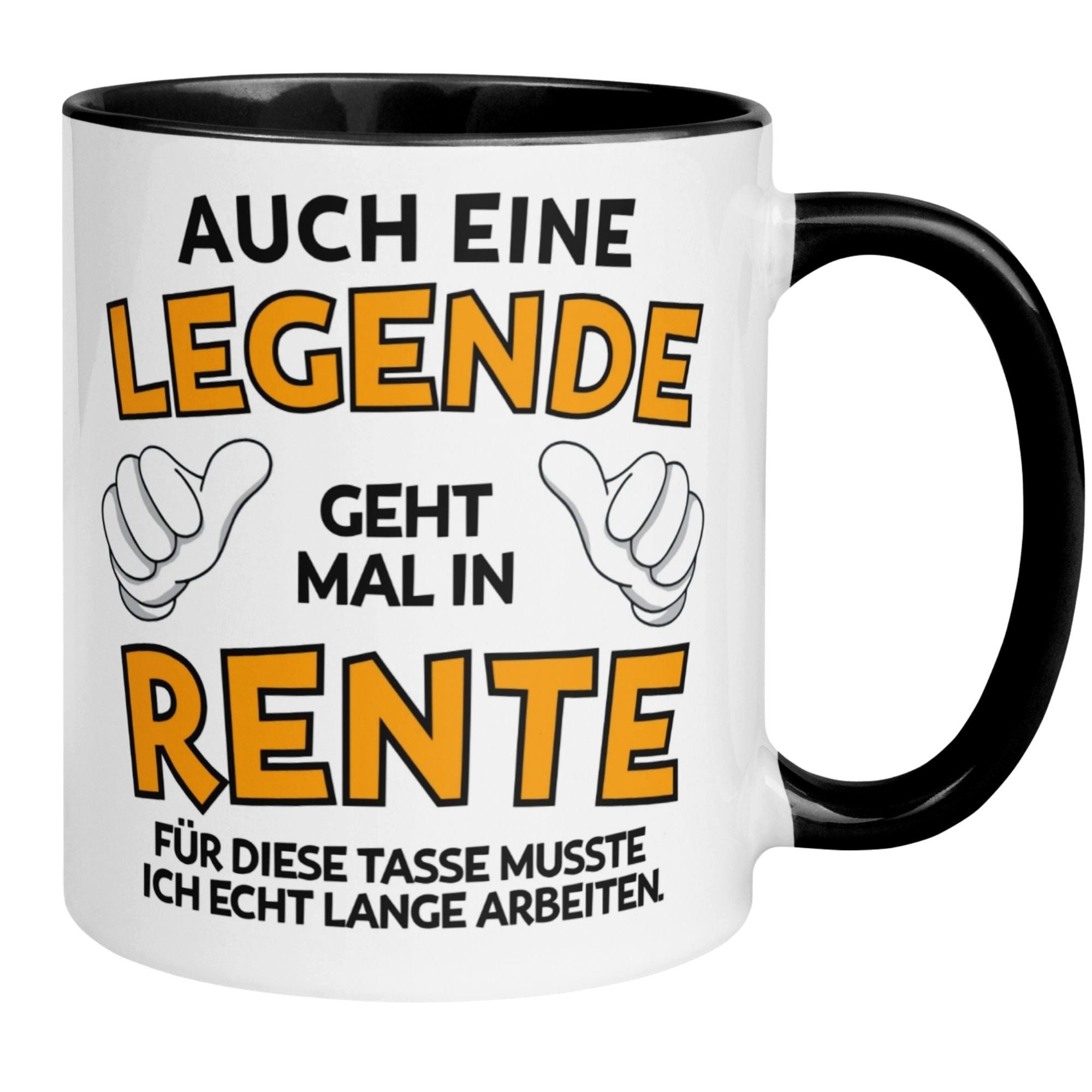 Momentals Tasse Rentner – „Auch eine Legende geht mal in Rente“ – Geschenk Rente Mann, Beidseitiger Druck · Links- & Rechtshänder · Spülmaschinenfest