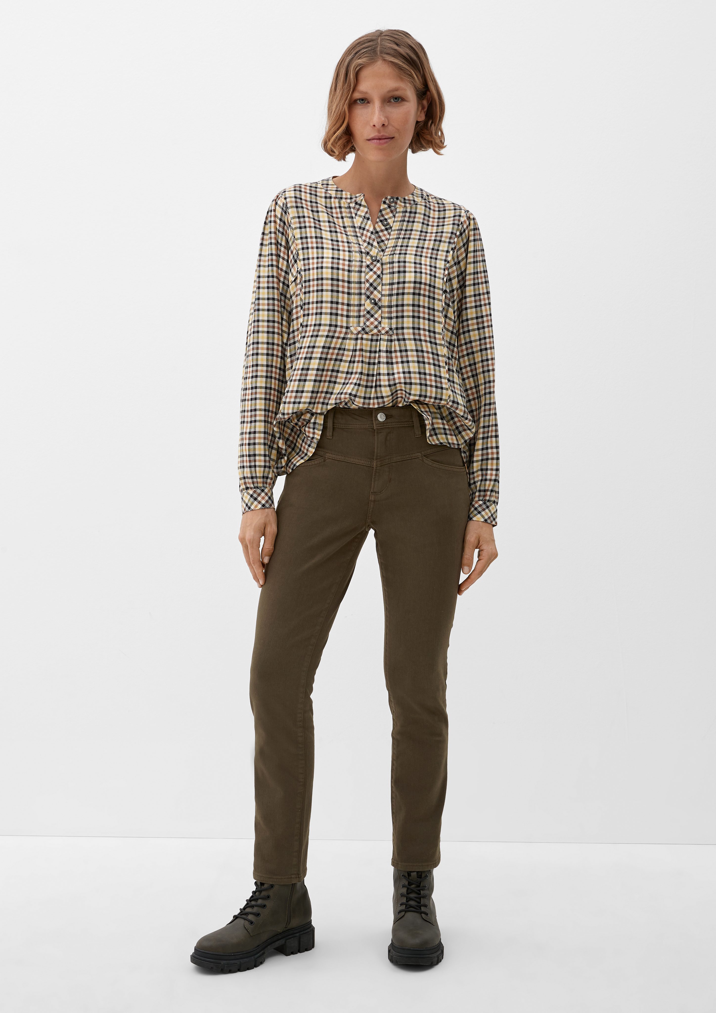 s.Oliver 7/8-Jeans Ankle-Jeans Betsy / Slim Fit / Mid Rise / Tapered Leg Leder-Patch