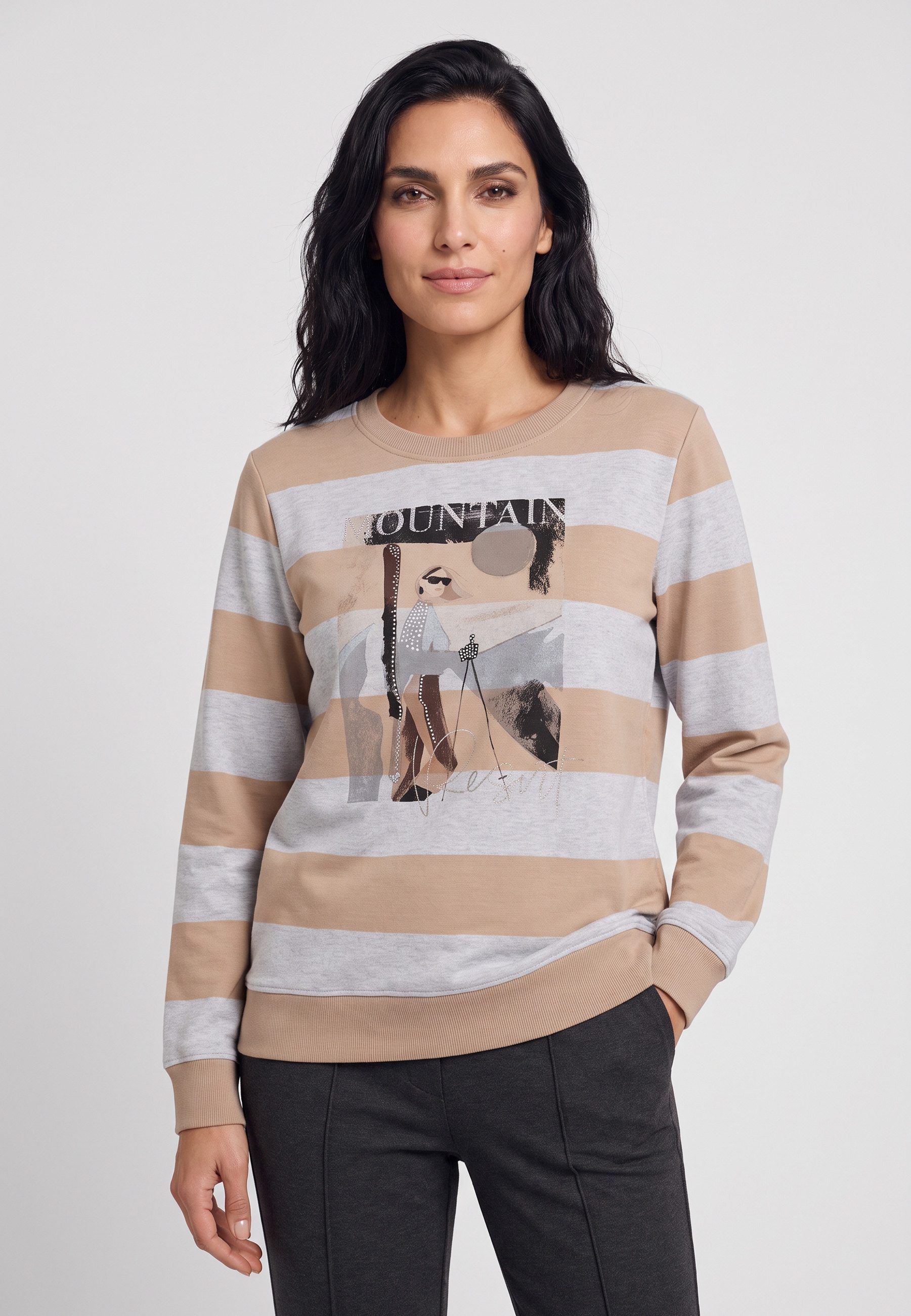 Olsen Sweatshirt mit Streifendessin und Rundhalsausschnitt