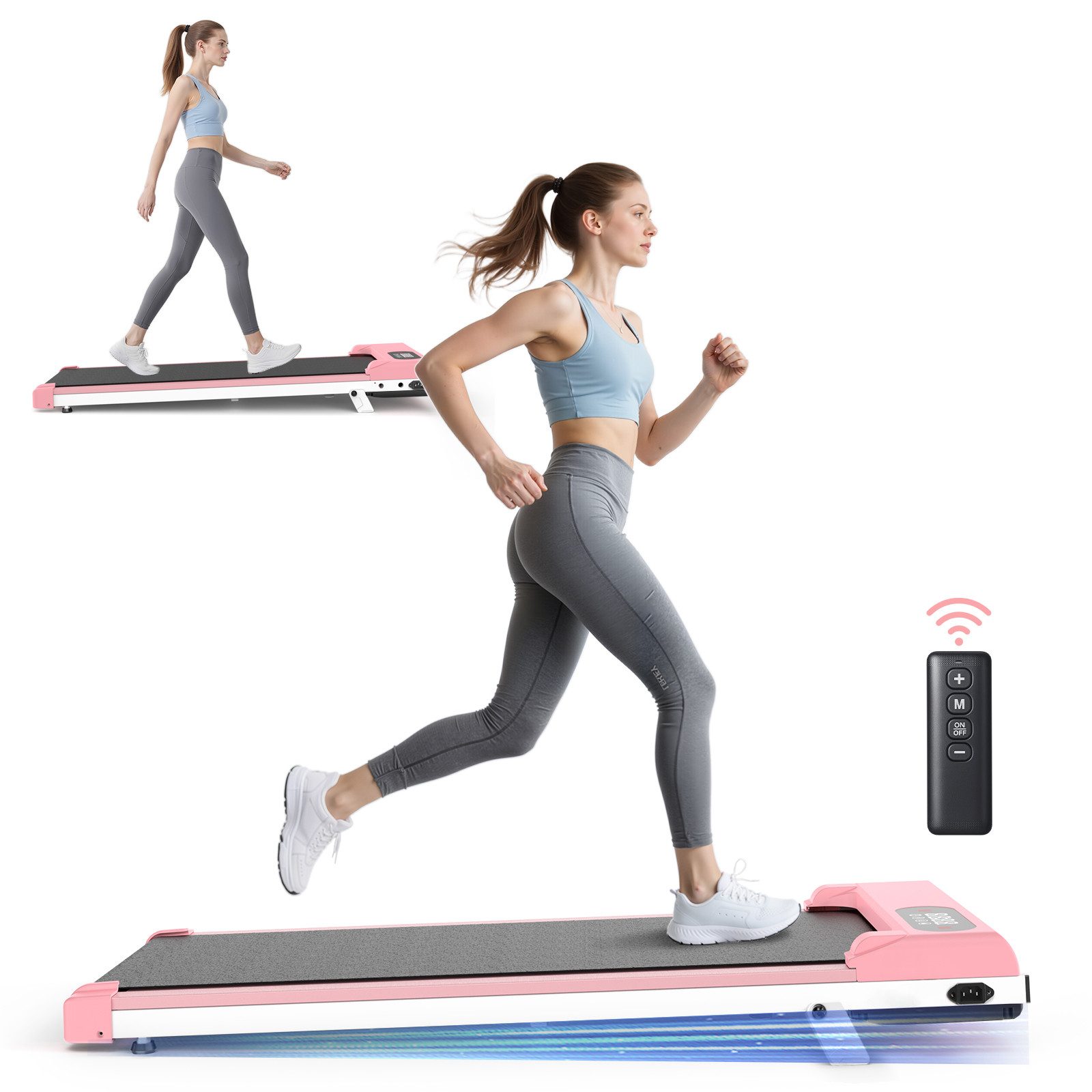 Innotic Laufband 3-in-1-Laufbänder mit 7 % Steigung – 1–8 km/h einstellbar (Motor 2,5 PS – mit Fernbedienung und LED-Display - bis 130 kg), 100 % vormontiert, Nur 10,5 cm dick, Höchstgeschwindigkeit 8 km/h