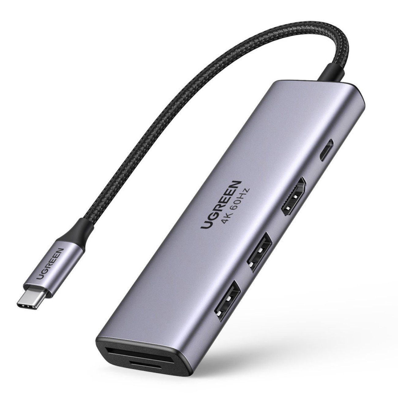 UGREEN Speicherkartenleser Multifunktions-HUB USB Typ C 2x USB HDMI 4K 60Hz PD 100W grau