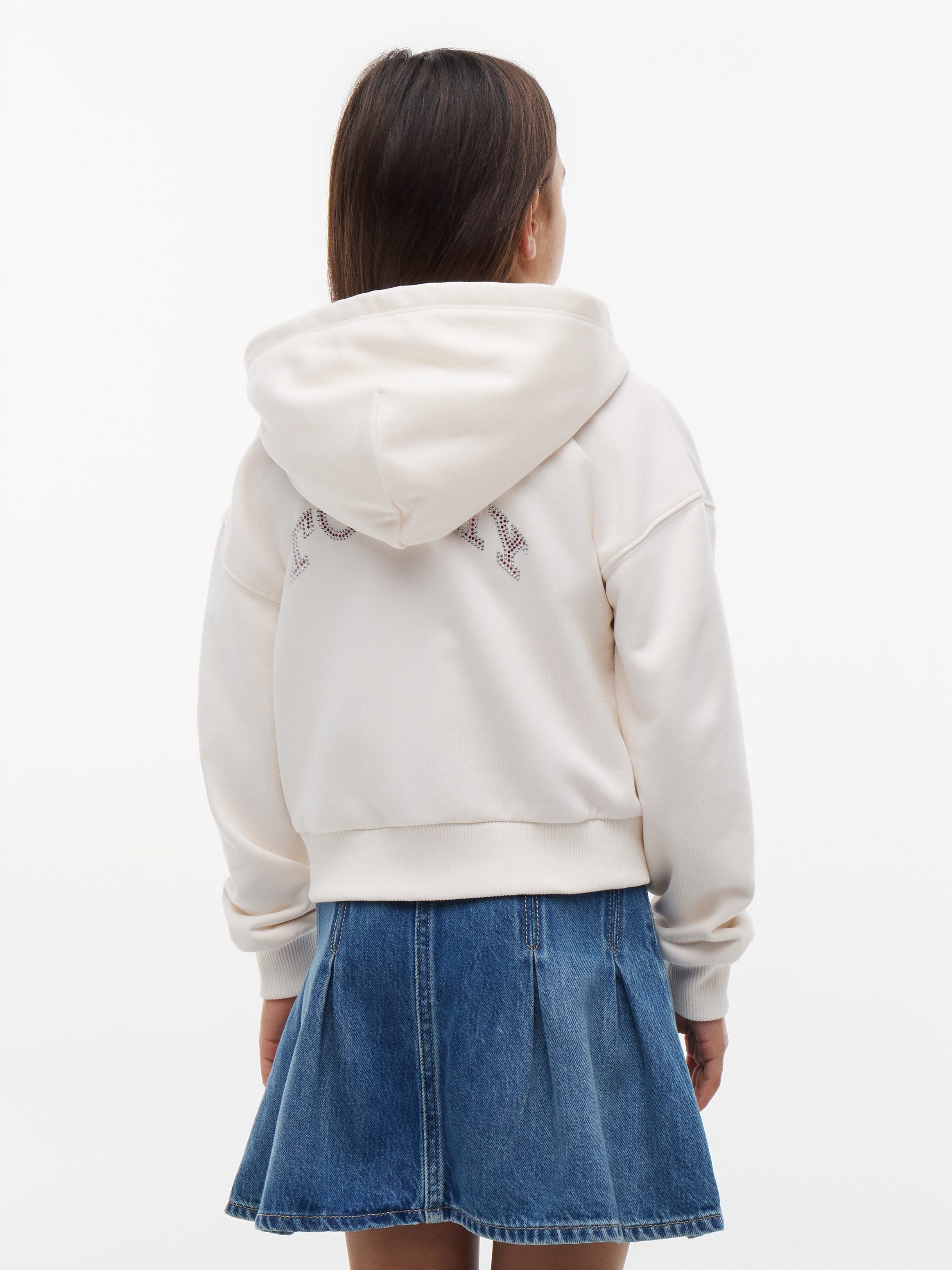 Tommy Hilfiger Kapuzensweatjacke Relaxed Fit, Kinder bis 16 Jahre, mit glitzernden Strasssteinen