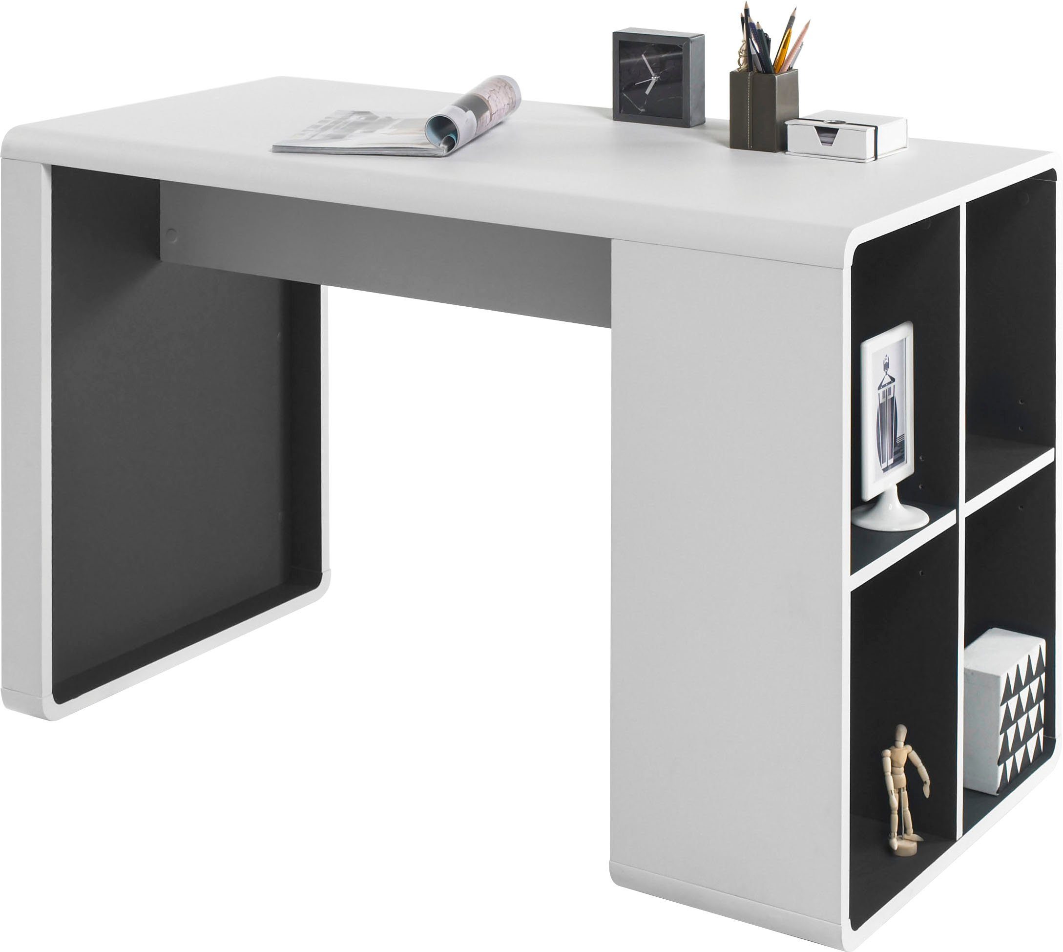 MCA furniture Schreibtisch Tadeo, weiß matt mit 4 offenen Fächer, Breite 119 cm