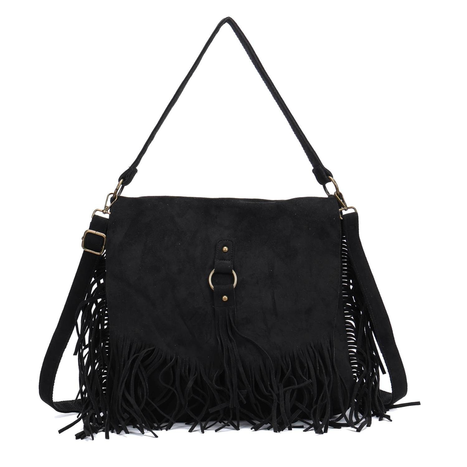 ITALYSHOP24 Schultertasche Damen Tasche Shopper Fransentasche Umhängetasche günstig online kaufen