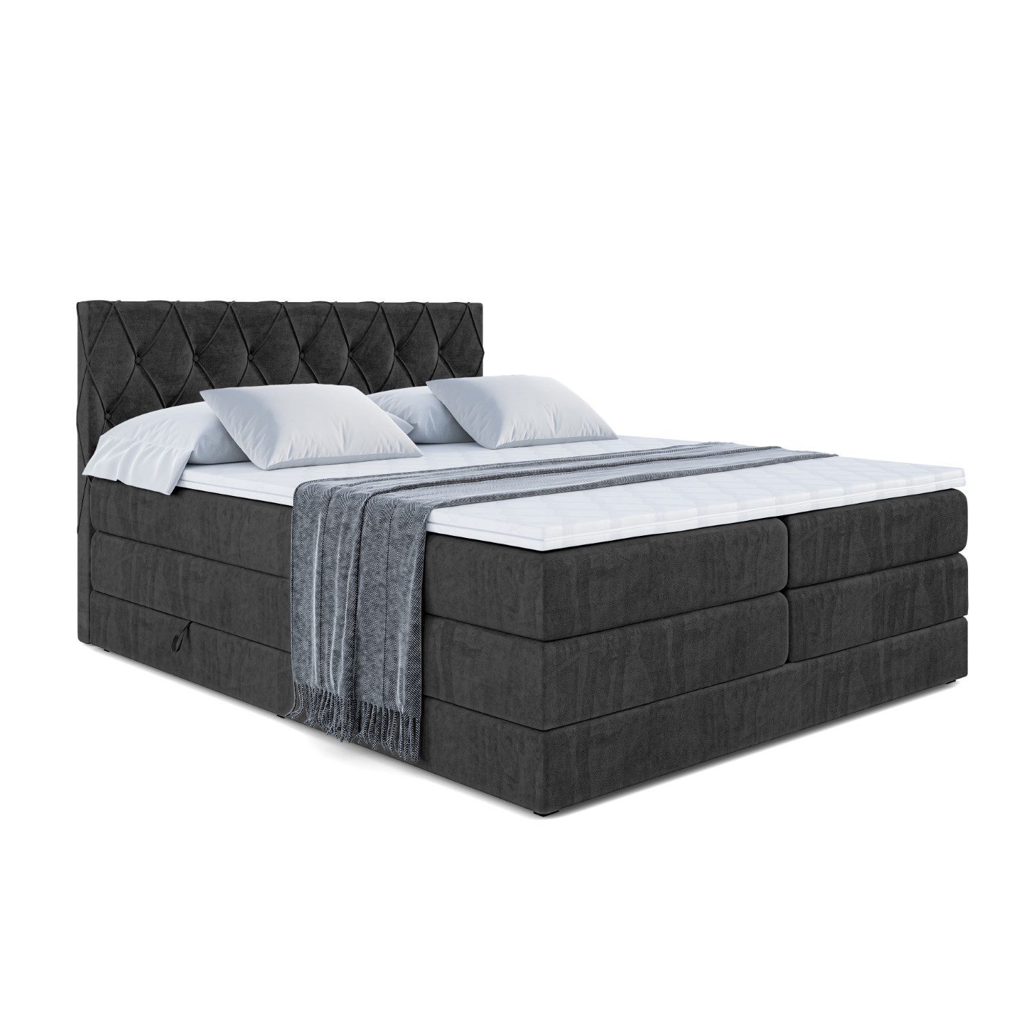 ALTDECOR Boxspringbett AMAY-BZ KING (mit Matratze und Lattenrost Topper Polsterbett mit Bettkasten Boxbett), H4 Multipocket, H3 Bonellfederung, Doppelbett Springboxbett
