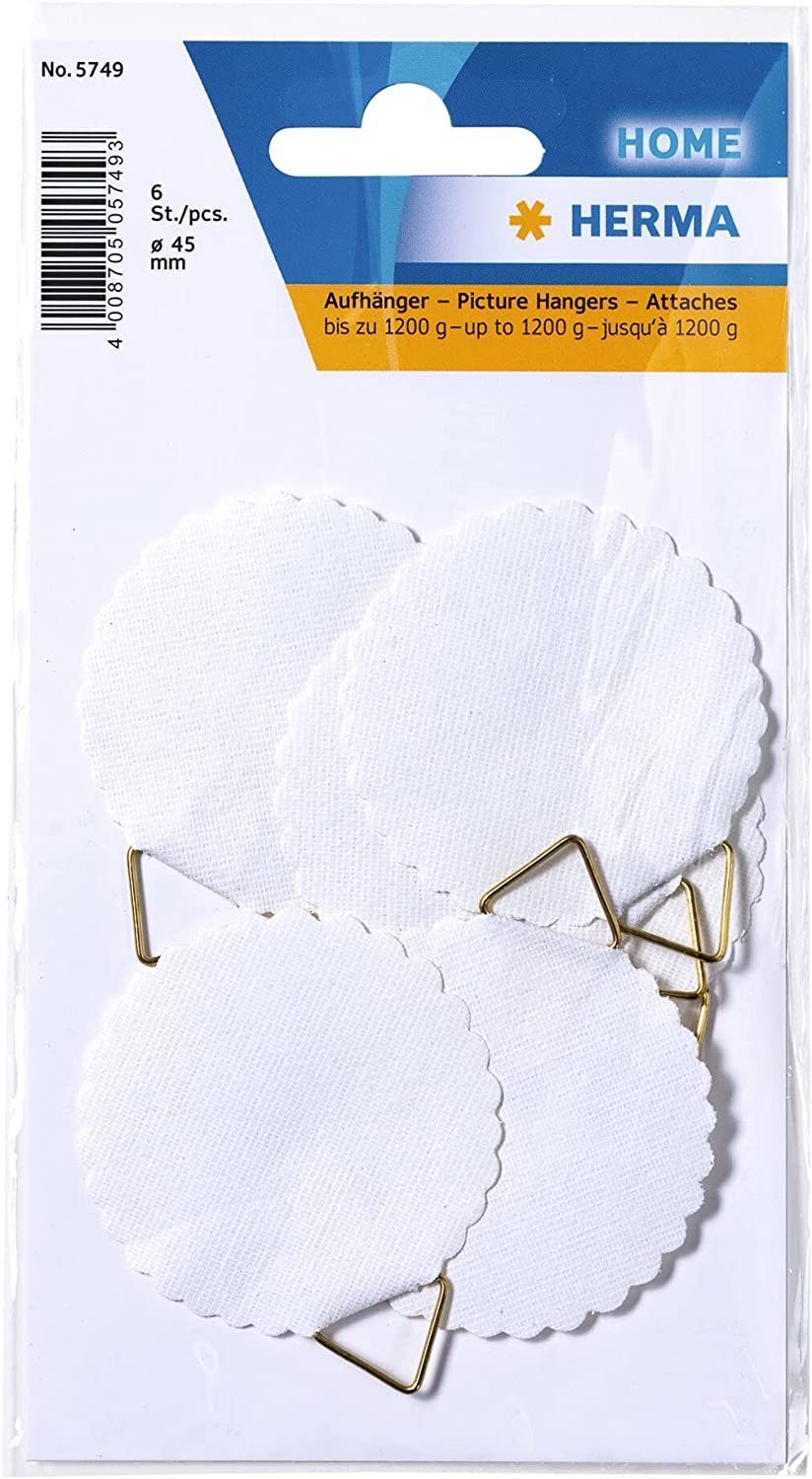 HERMA Etiketten HERMA 79654 Bildaufhänger Durchmesser 45 mm, Shirting, weiß