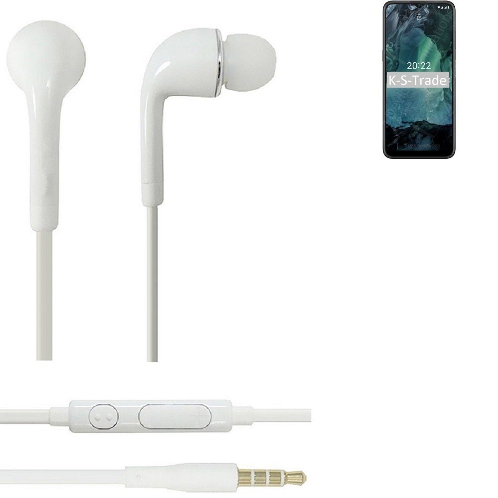 K-S-Trade für Nokia G21 In-Ear-Kopfhörer (Kopfhörer Headset mit Mikrofon u Lautstärkeregler weiß 3,5mm) | In-Ear-Kopfhörer