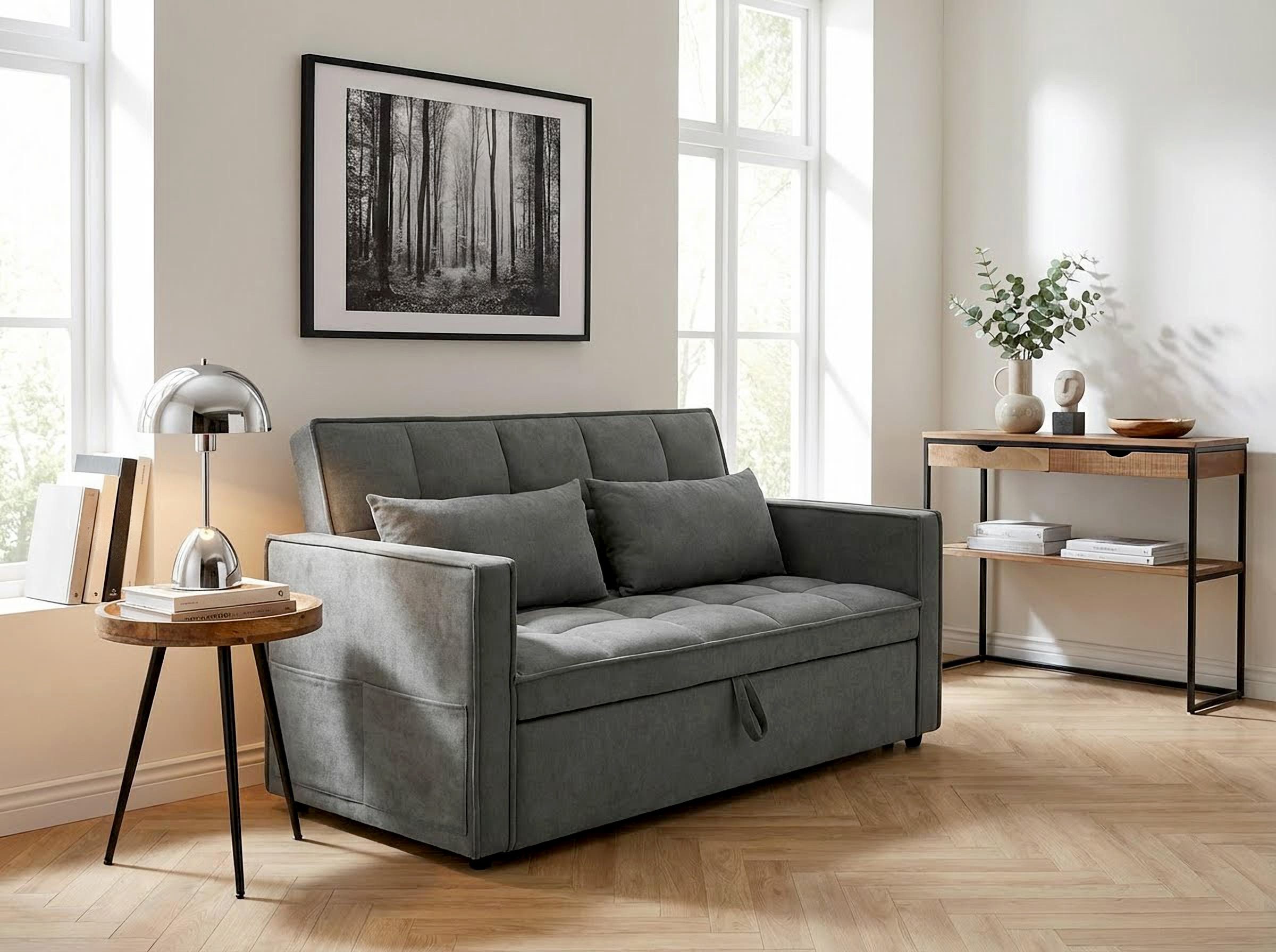 OTTO home Schlafsofa STEFFO, 159 cm, 2-Sitzer, mit verstellbarer Rückenlehne, Klappmechanismus, Feinstruktur-Bezug, natürliche Farben
