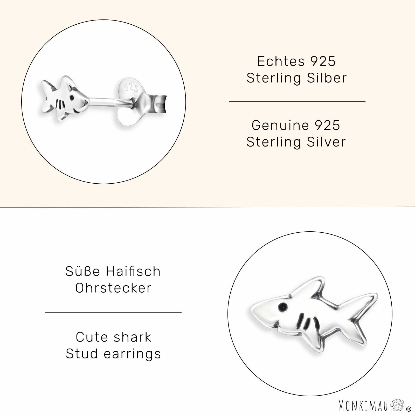 Silber Ohrstecker 925 Haifisch aus (Packung) Monkimau Ohrringe Paar