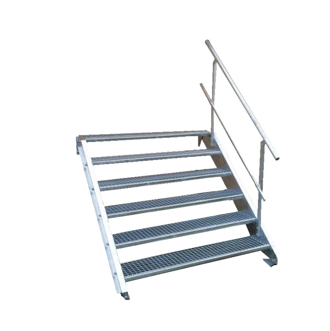 SRM Design Außentreppe 6 Stufen Stahltreppe einseitig. Geländer Breite 70 cm Höhe 90-120cm