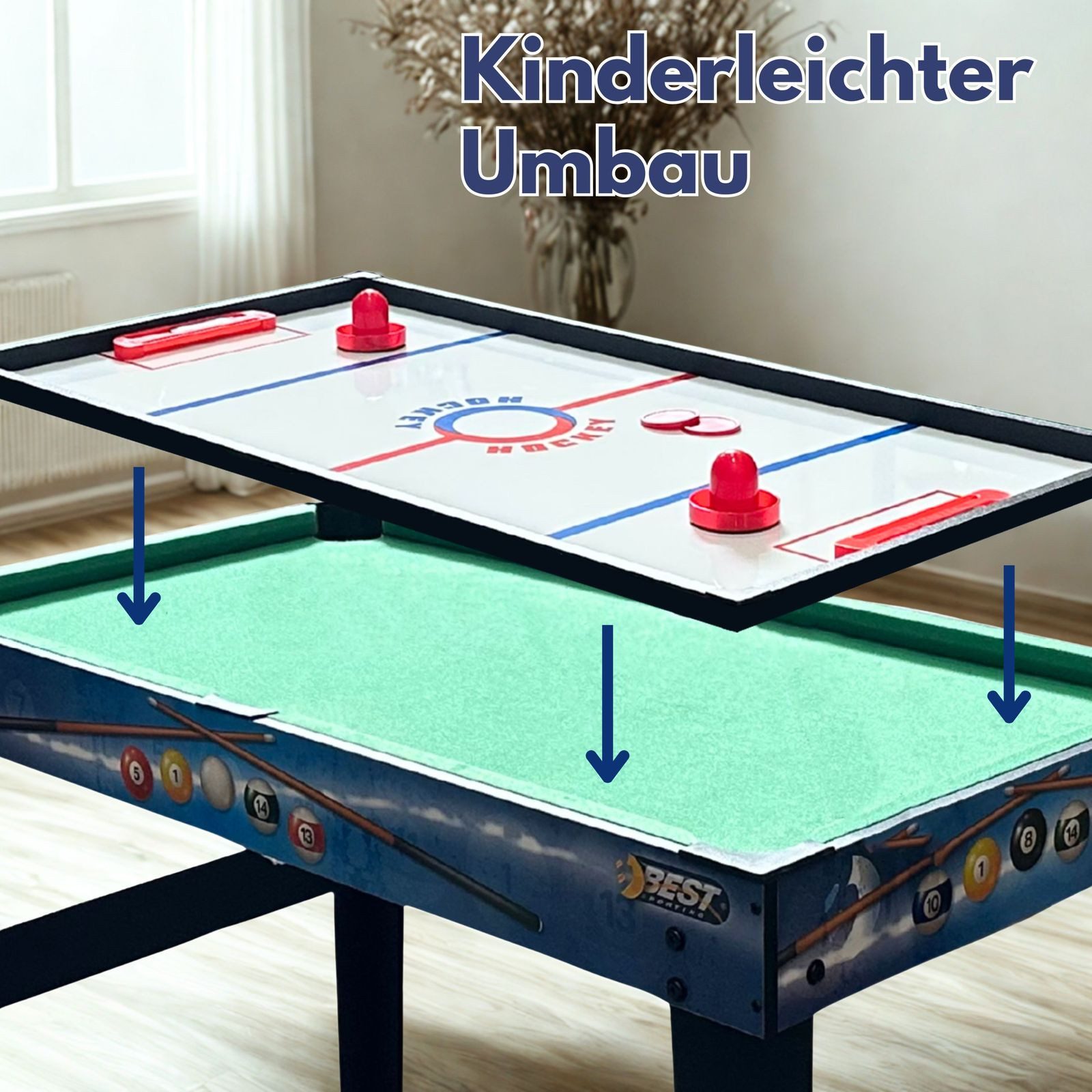 Best Sporting Multifunktionstisch Kinder 10 in 1 - Multi Kickertisch Kinder mit 10 Spielen