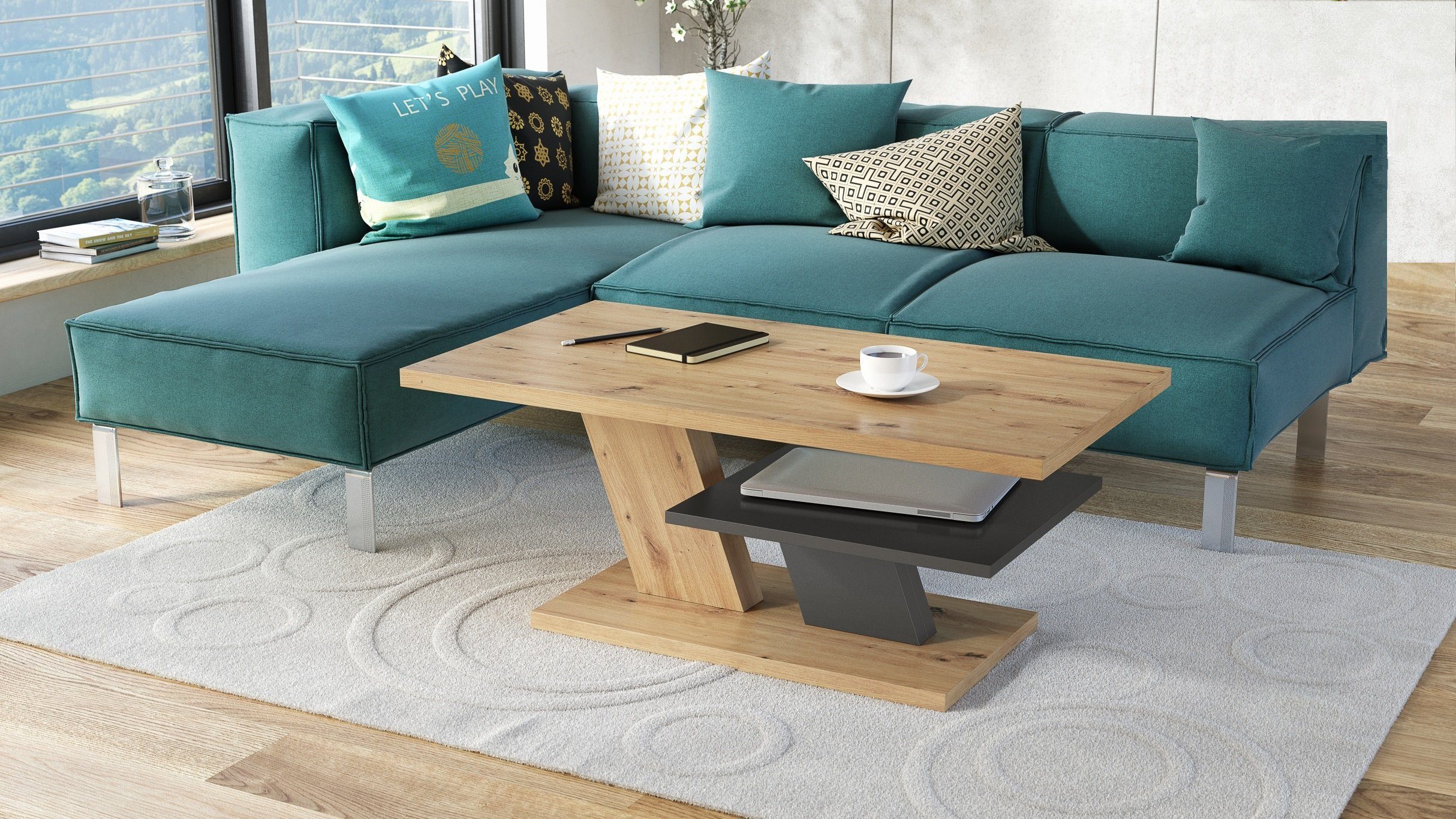 Mazzoni Couchtisch Cliff Eiche Artisan / günstig online kaufen