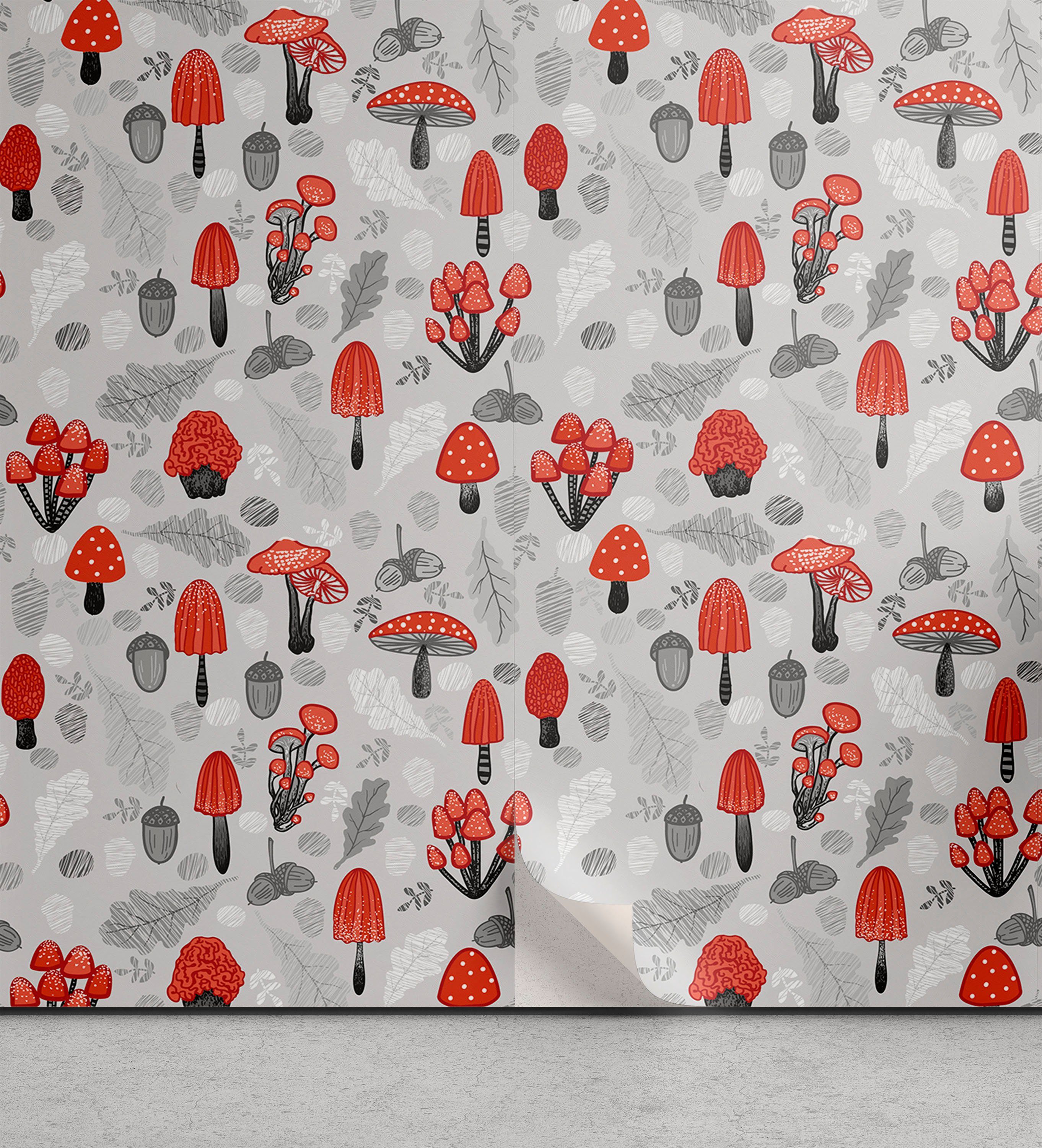 Pilz selbstklebendes Wohnzimmer Sketch Abakuhaus Entwurf Küchenakzent, Wald Vinyltapete