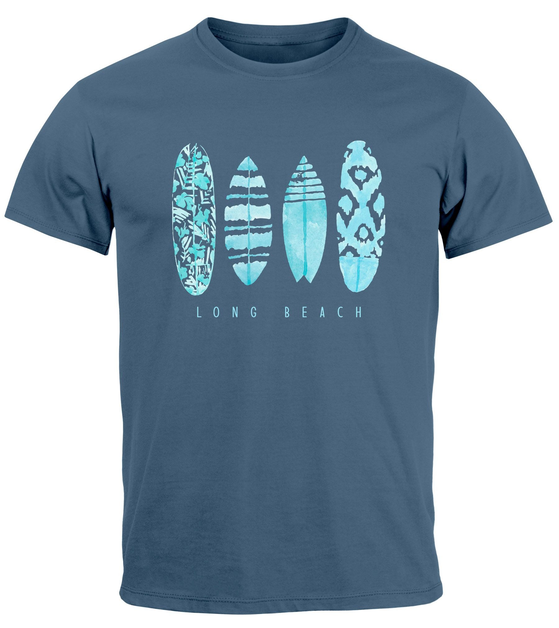 Neverless Print-Shirt Herren T-Shirt Surfing Fashion Aufdruck Long Beach Su günstig online kaufen