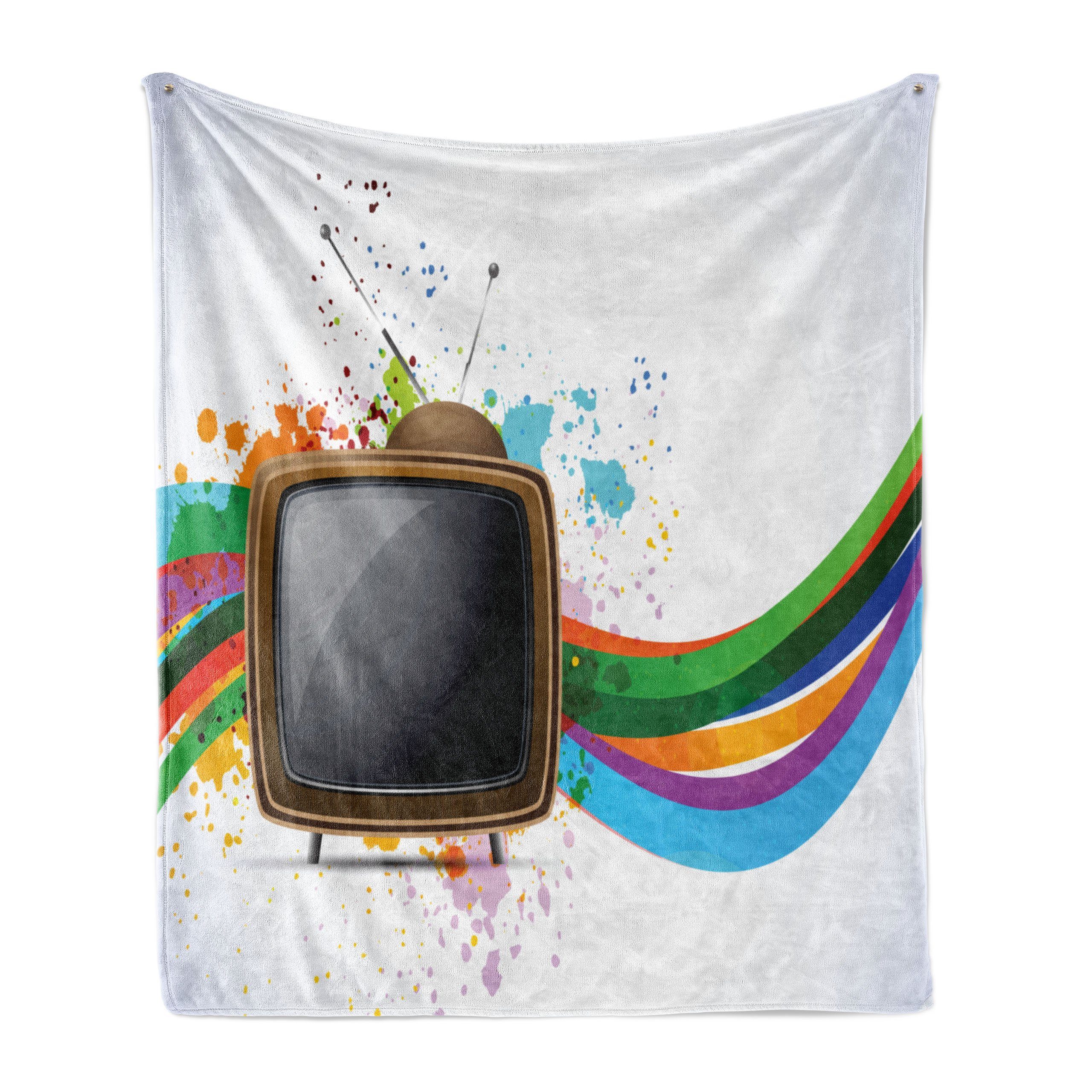 TV Old für Plüsch den und Abakuhaus, Außenbereich, Wohndecke Color Gemütlicher Splash Innen- Regenbogen