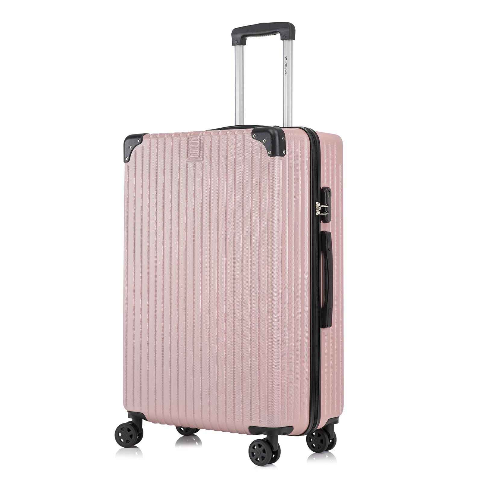 yonsly Hartschalen-Trolley Reisekoffer ABS Hartschalen Trolley, Rollkoffer Handgepäck, 4 Rollen, Sicherheitsschloss, Weichem Gummigriff,56/66/76 cm, 45/69/99 L