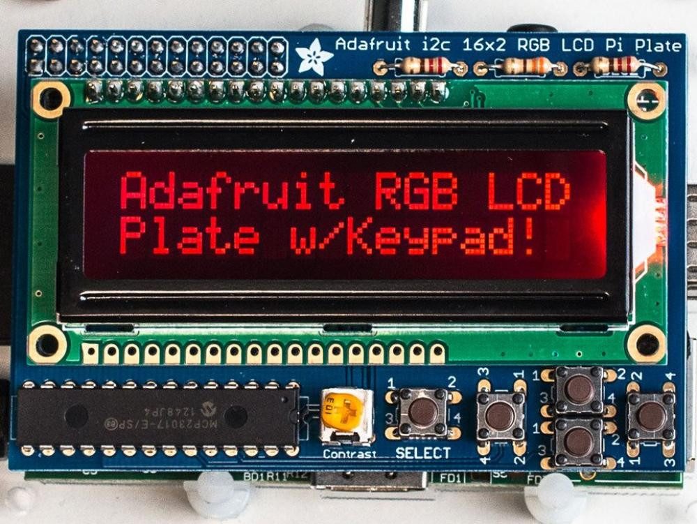 LED-Display Adafruit RGB Negatives 16x2 LCD und Keypad Kit für Raspberry Pi