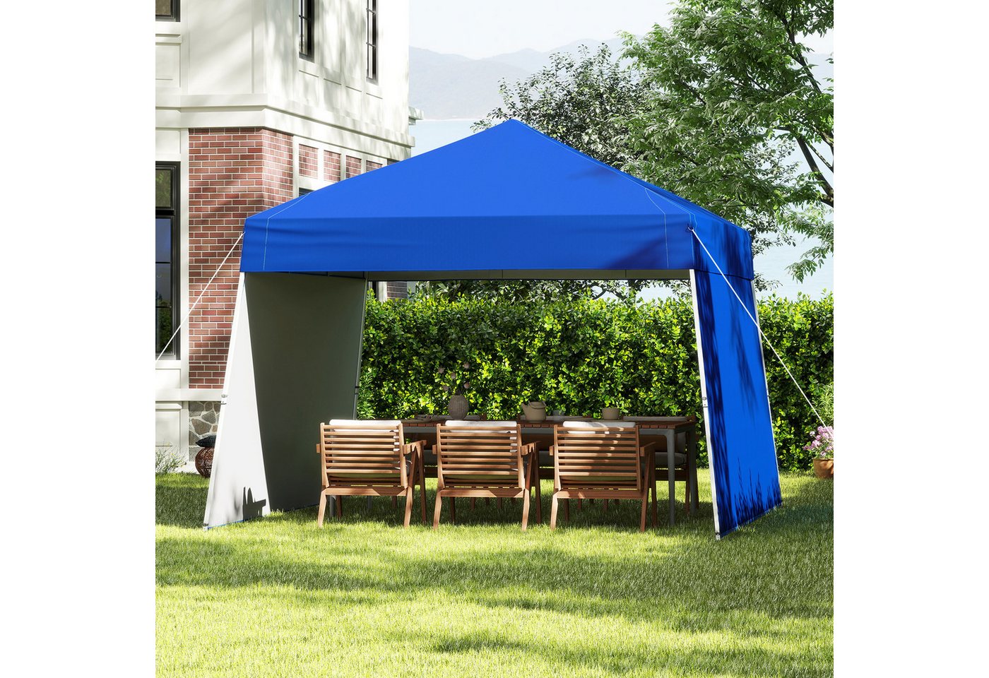 Thumbnail - KOMFOTTEU Faltpavillon, Pop-up Pavillon mit 2 Seitenwänden, 8 Heringen & 4 Windseilen