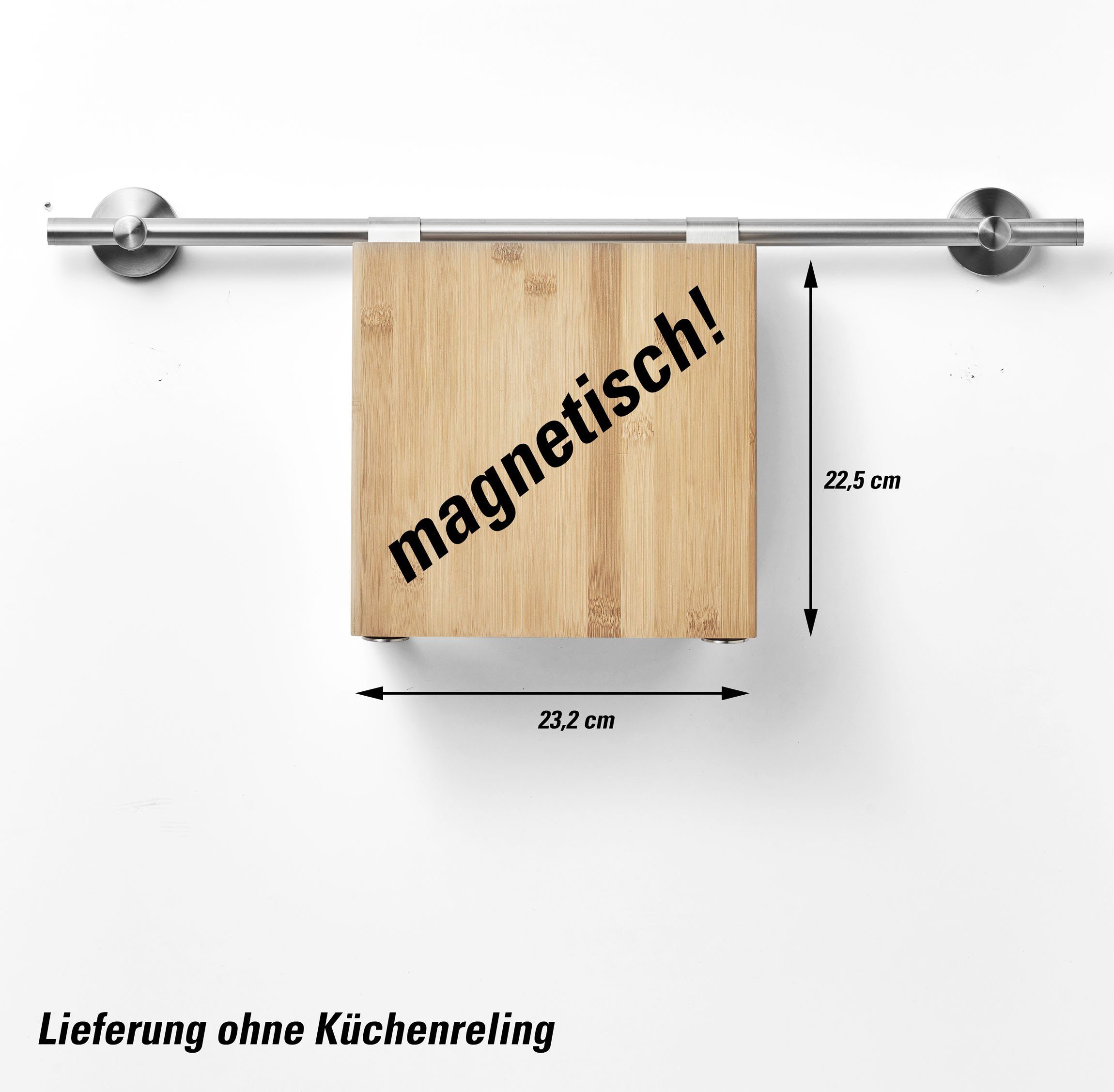 Amare Kitchen Magnet-Messerblock Messerblock Bambus magnetischer aus Messerhalter