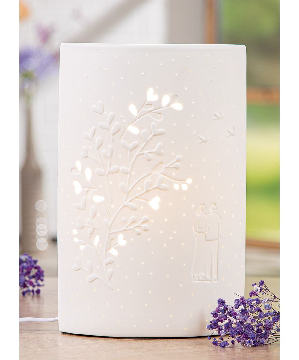 GILDE Tischleuchte Tischleuchte 60837 – Moments – Porzellan Weiß – 28 cm – Stimmungslicht, ohne Leuchtmittel