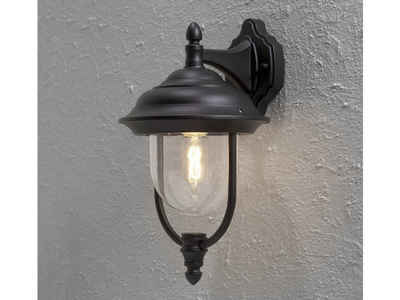 KONSTSMIDE LED Außen-Wandleuchte, LED wechselbar, Warmweiß, Wand-laterne Landhausstil Hauswand beleuchten, Schwarz H: 46cm