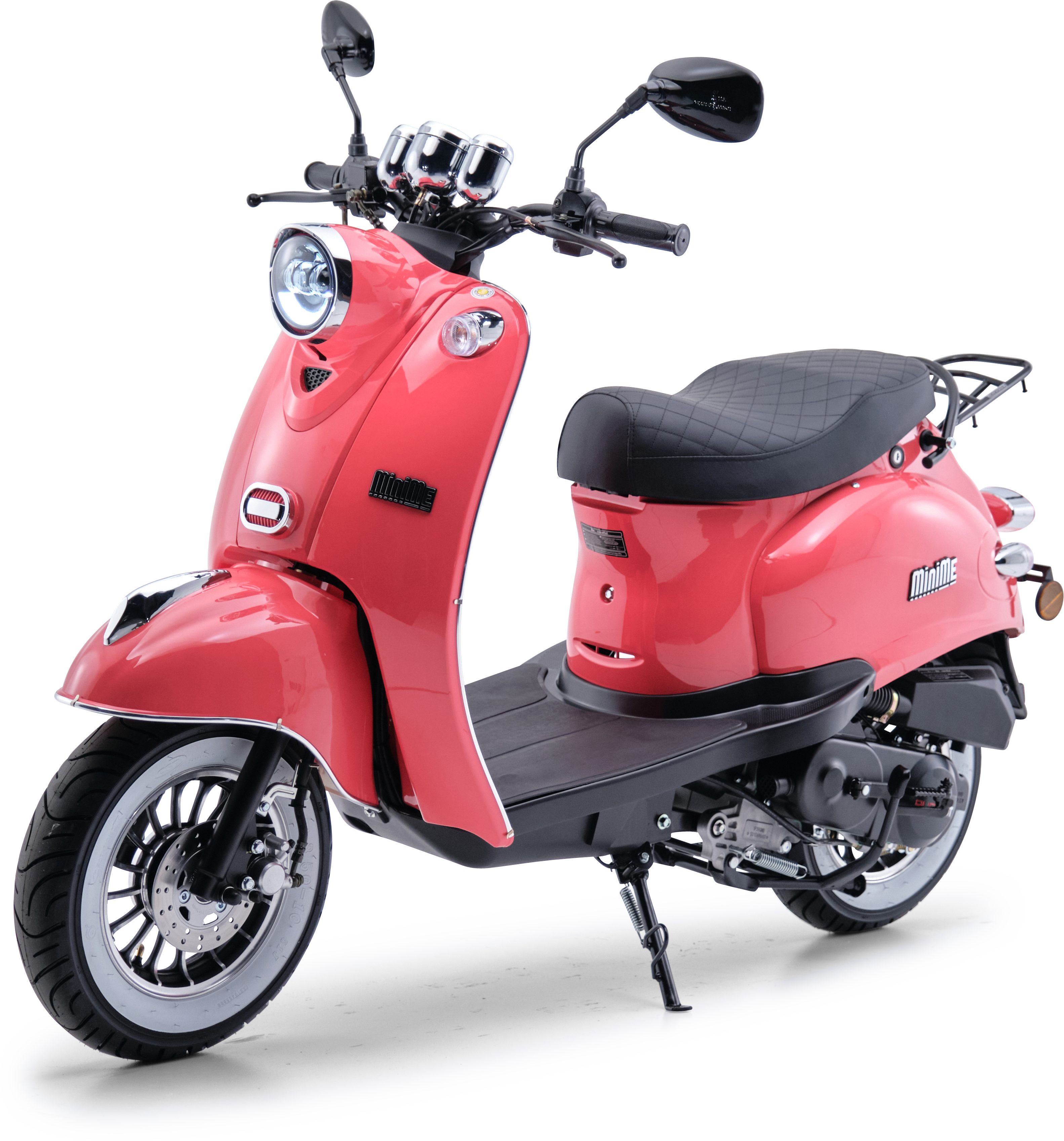 Burnout Motorroller MiniMe 2.0 Rot, 50 ccm, 45 km/h, Euro 5, Unverwechselbares Retro-Design,Bestes Preis-/Leistungsverhältnis