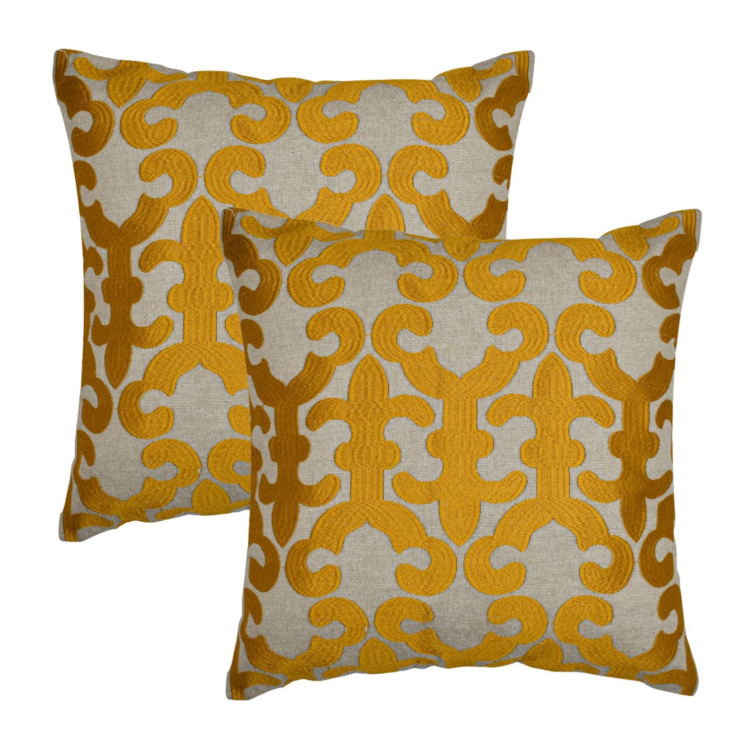 Marrakesch Orient & Mediterran Interior Zierkissen 2er Set Kissenbezug Handgefertigt Kayon Gold 40x40cm, Boho Deko, (2 St)