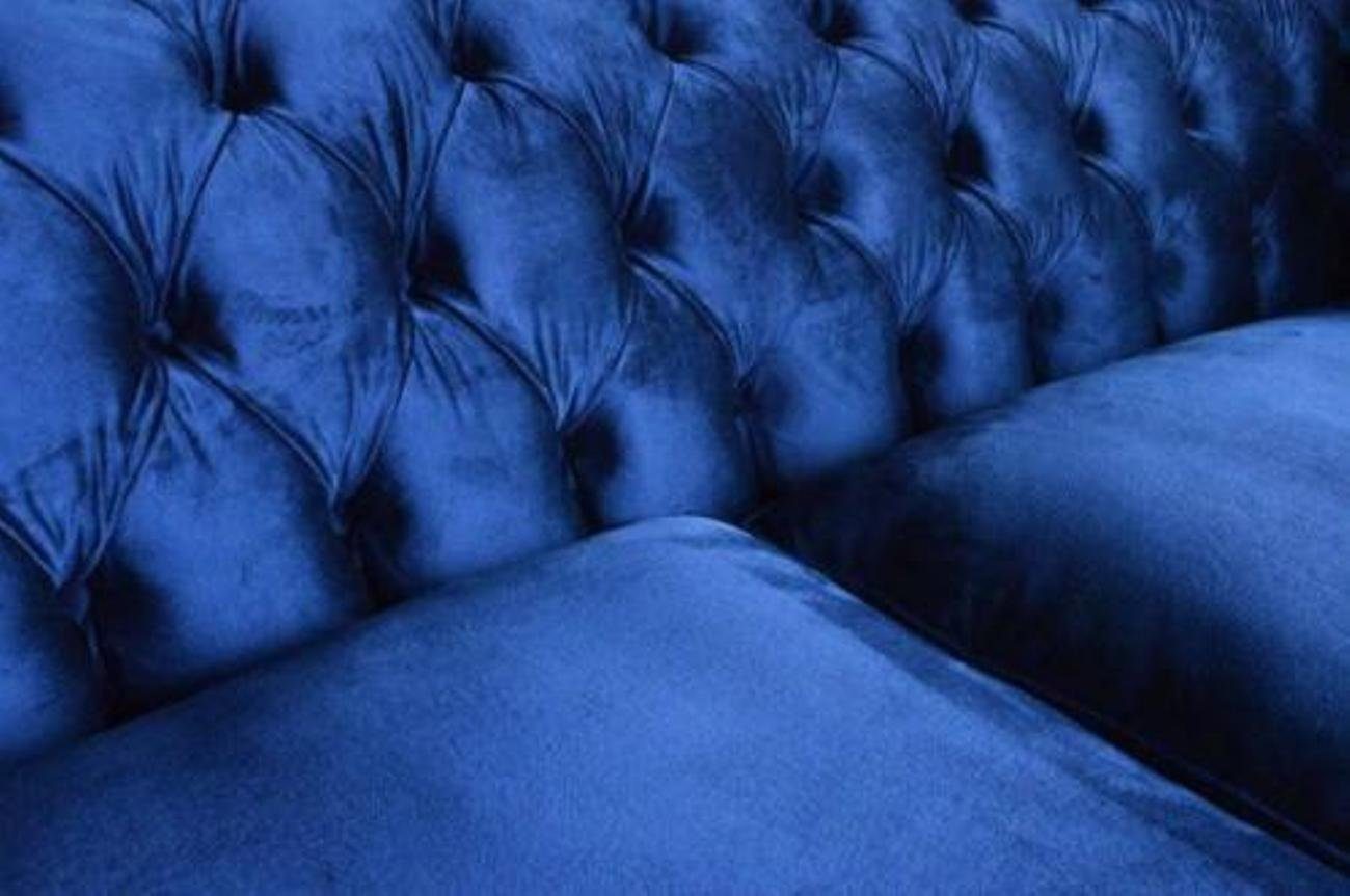 JVmoebel 3-Sitzer Made 3 Sofa Europe Textil XXL Polster Blau, Garnitur in Sitzer Chesterfield Couch Big