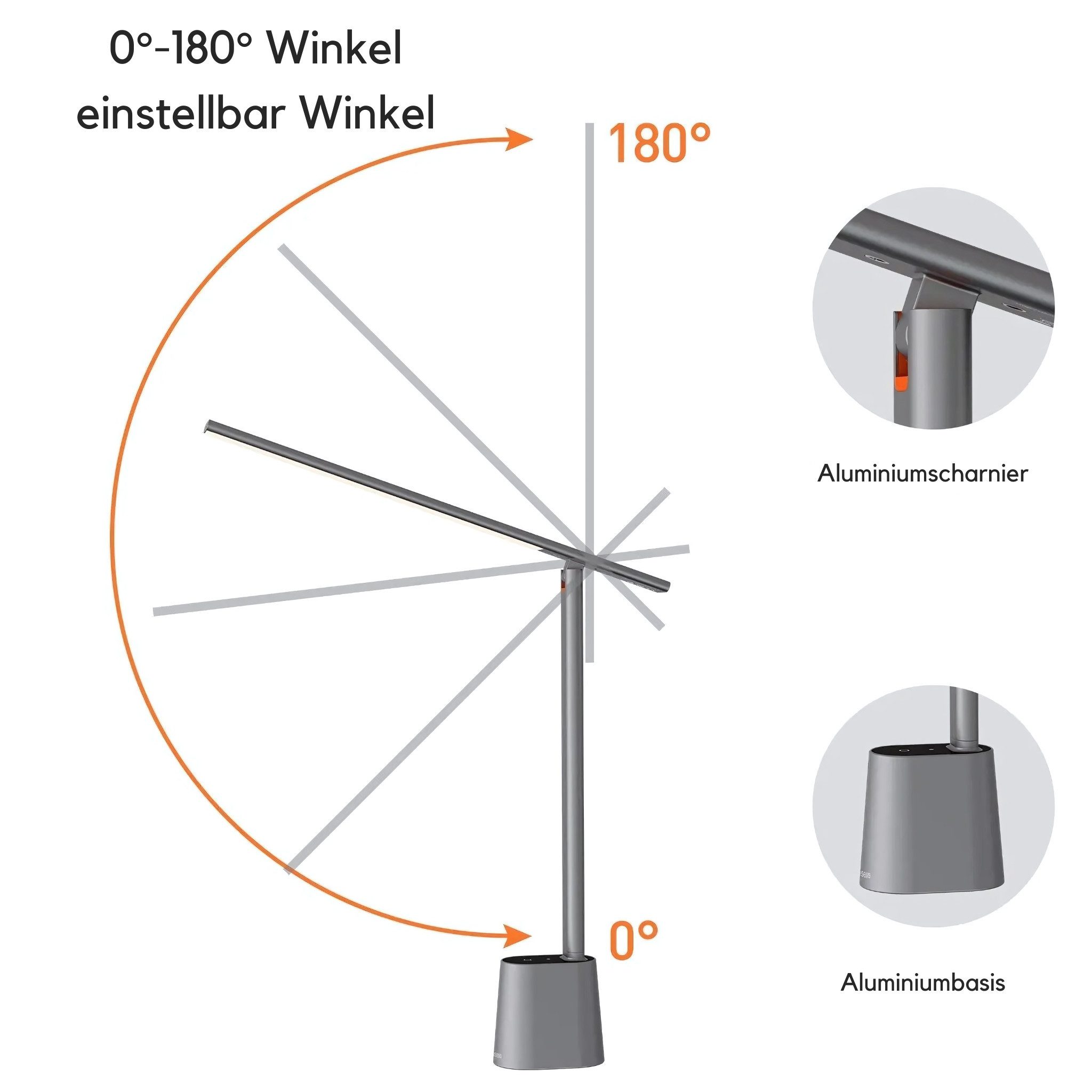 Baseus LED Schreibtischlampe LED Tischlampe, LED fest integriert, Tageslichtweiß, Warmweiß, Kaltweiß, SmartEye-Technologie, stufenlos dimmbar, Lichtfarbe einstellbar, etc.