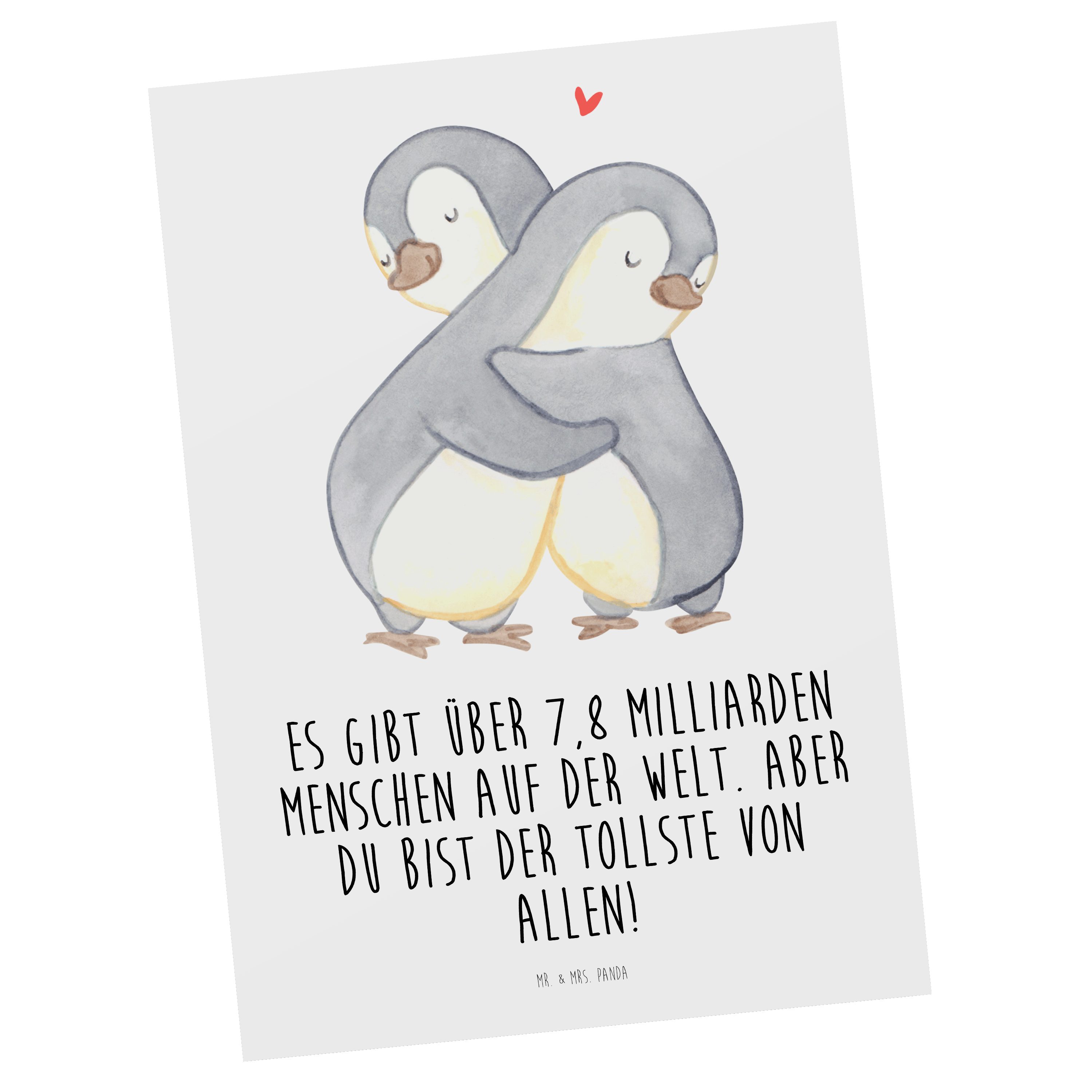 Mr. & Mrs. Panda Postkarte Dankeskarte, fü Pinguine Einladungskarte, - Weiß Geschenk, Kuscheln 