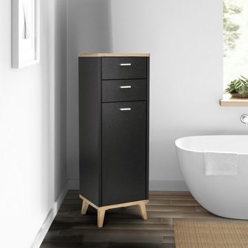 DM-Handel Beistellschrank Seitenschrank Eintürig Grau Eiche (Kommode Badezimmerschrank 96x32x28 cm, 1 Türig) badmöbel
