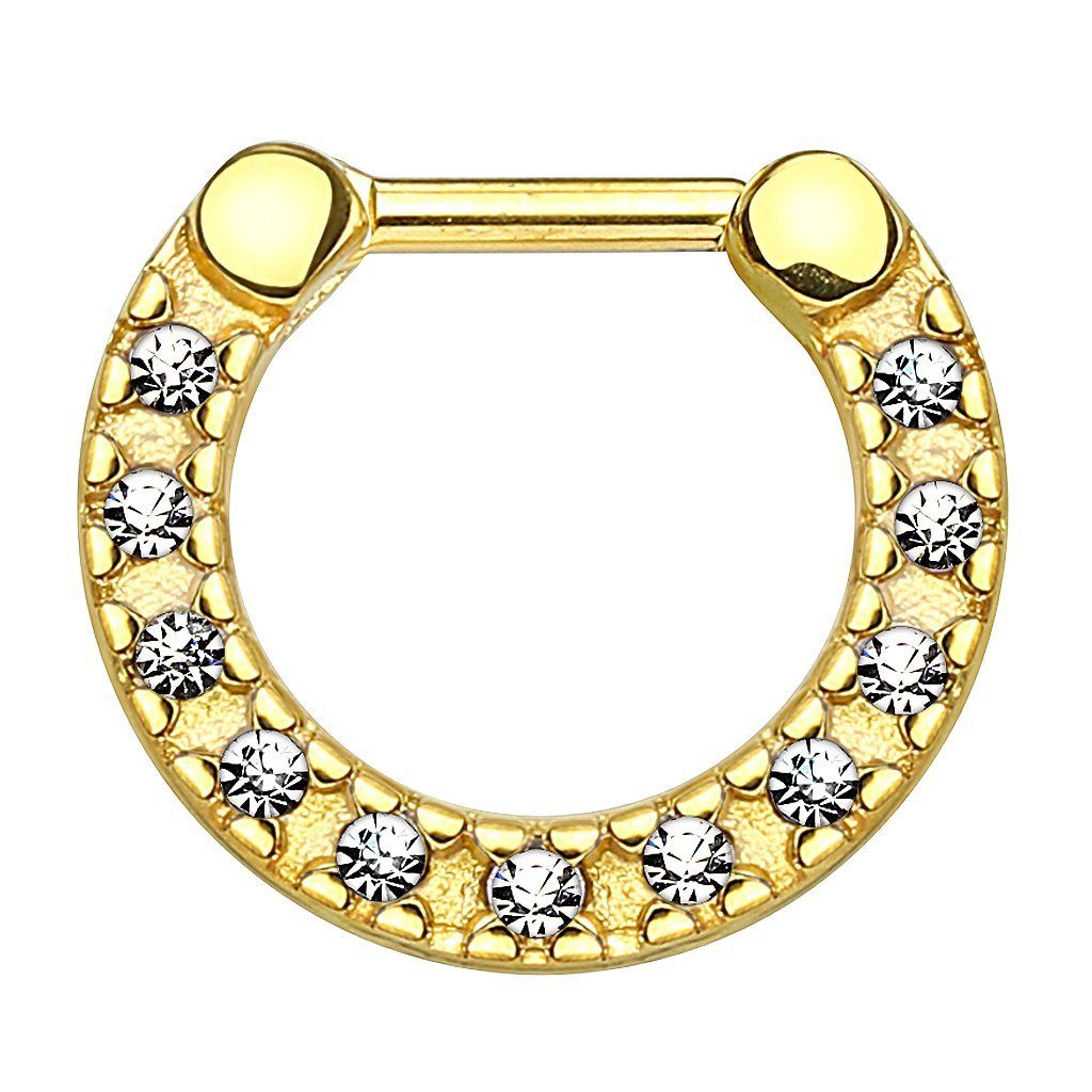 Taffstyle Nasenpiercing Piercing Septum Ring Chirurgenstahl mit Kristallen, Ring Clicker
