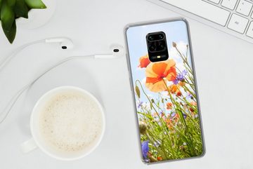 MuchoWow Handyhülle Blumen - Mohn - Frühling - Natur - Rot - Blau, Phone Case, Handyhülle Xiaomi Redmi Note 9 Pro, Silikon, Schutzhülle