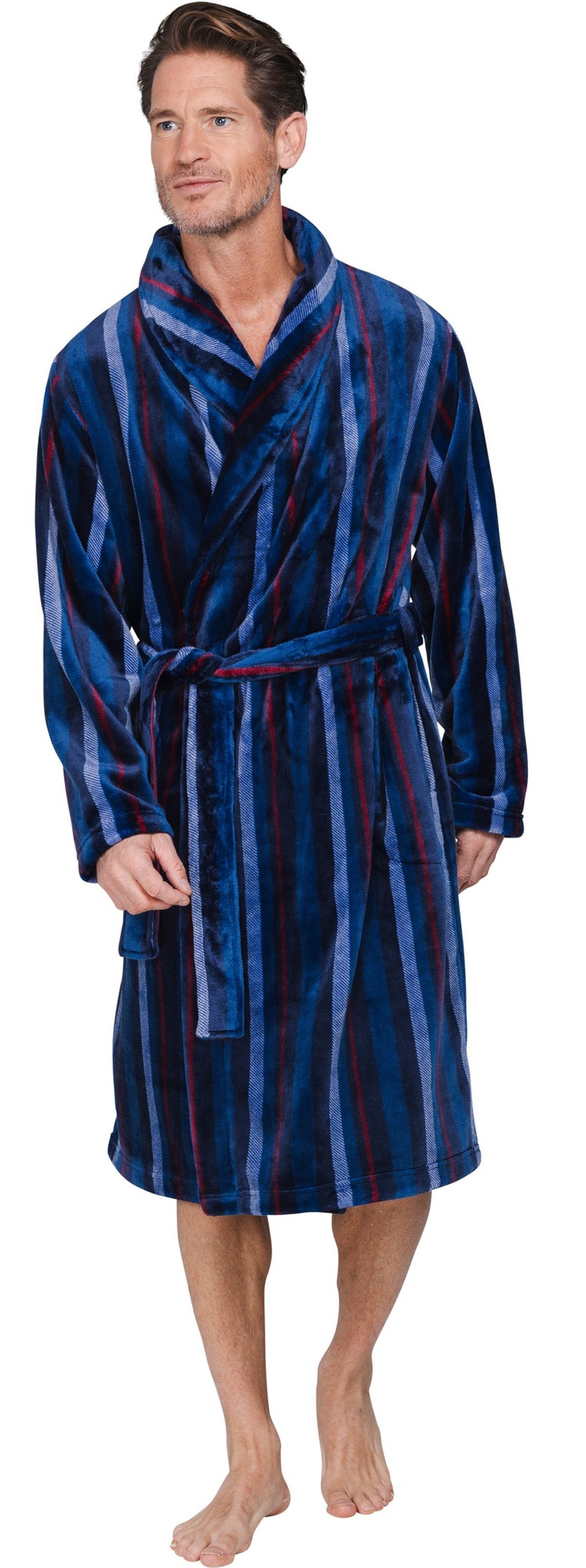 Pastunette Herrenbademantel Herren Saunamantel Fleece, Polyester, Schalkragen, Gürtel, kuschelige Qualität