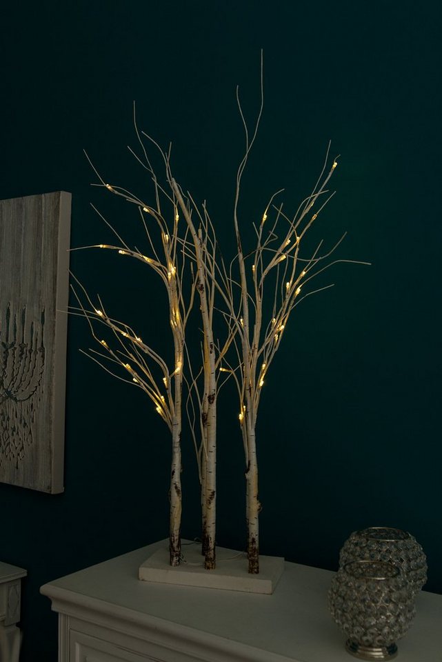 Wohnando Künstlicher Weihnachtsbaum Dekorativer Raumteiler 90cm in  Birkenoptik mit stimmungsvollen 44 LEDs