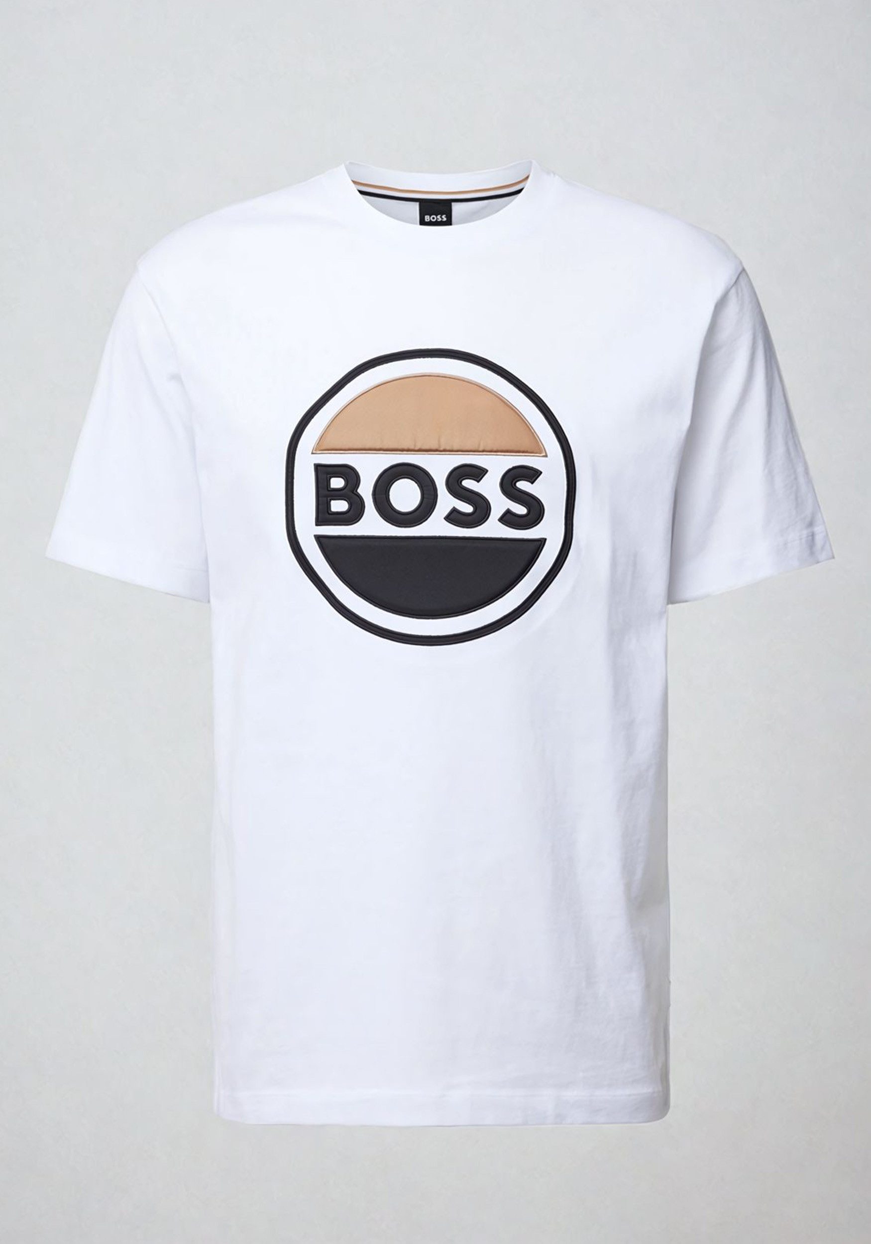 BOSS T-Shirt Herren Shirt HUGO BOSS Tessin mit Label-Stitching Weiß kurzam