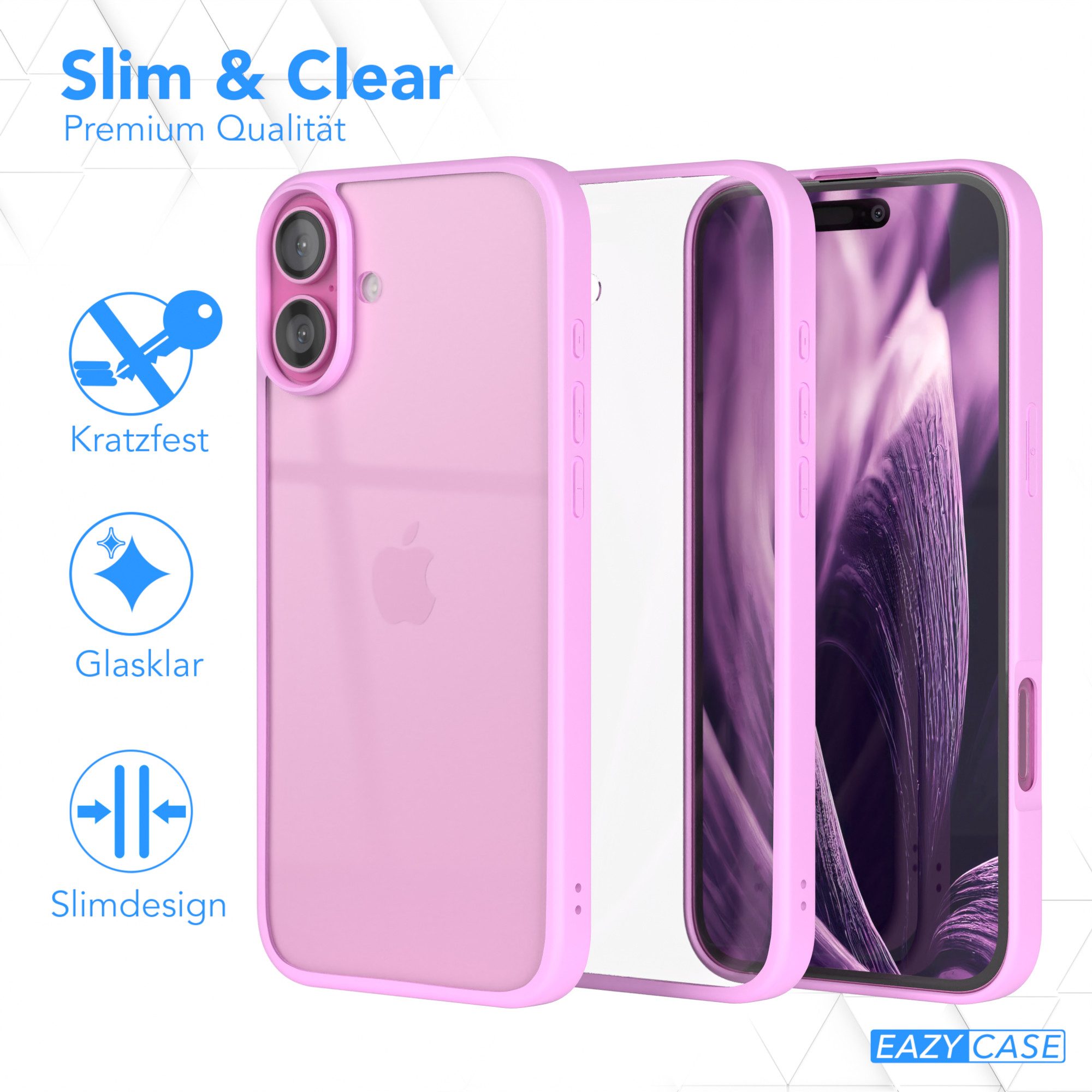 EAZY CASE Handyhülle Bumper Case für Apple iPhone 16 Plus 6,7 Zoll, Handyhülle Dünn mit Kameraschutz Hybrid Handyhülle stoßfest Helllila – Bild 5 von 5