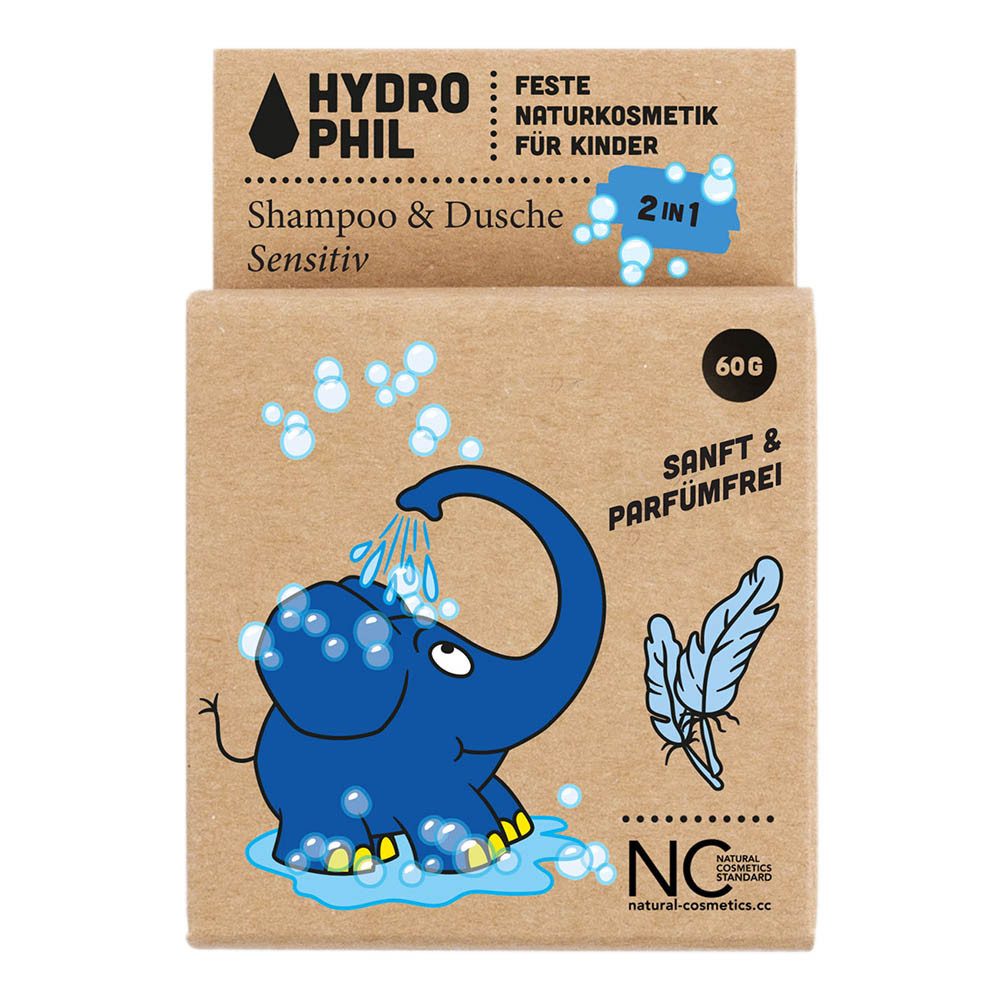 Hydrophil Haarshampoo Festes Shampoo & Dusche 2in1 - Kids Sensitiv Elefant 60g